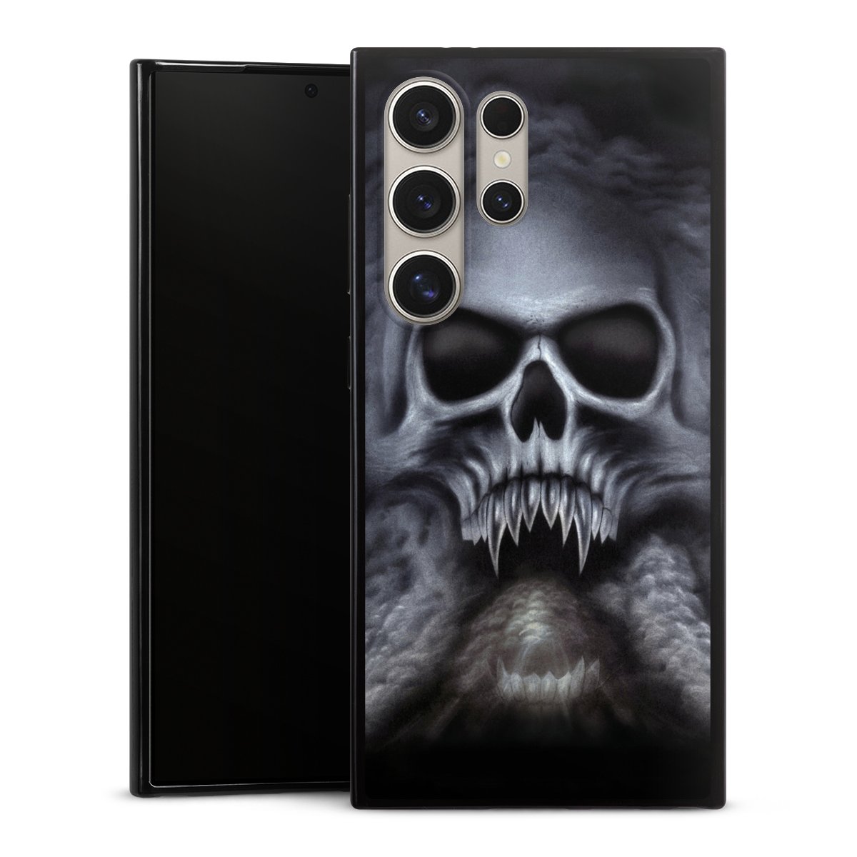 Galaxy S24 Ultra Handy Slim Case extra dünn Silikon Handyhülle schwarz Hülle Totenkopf Skull Silikon Slim Case