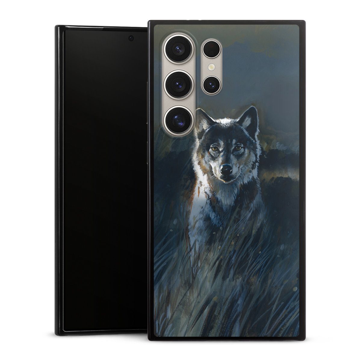 Galaxy S24 Ultra Handy Slim Case extra dünn Silikon Handyhülle schwarz Hülle Nature Wolf Painting Silikon Slim Case