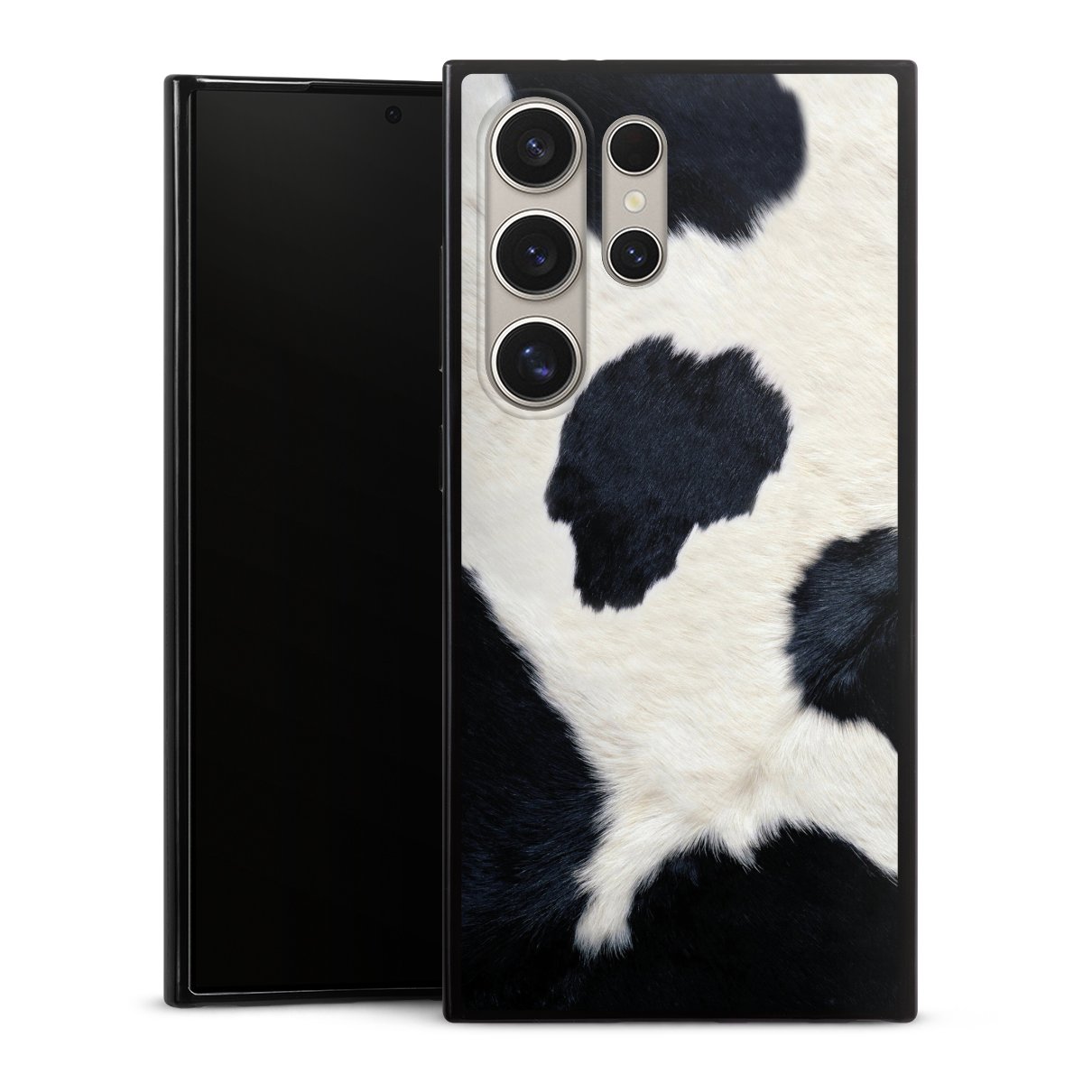 Galaxy S24 Ultra Handy Slim Case extra dünn Silikon Handyhülle schwarz Hülle Animal Look Animal Print Cow Skin Silikon Slim Case