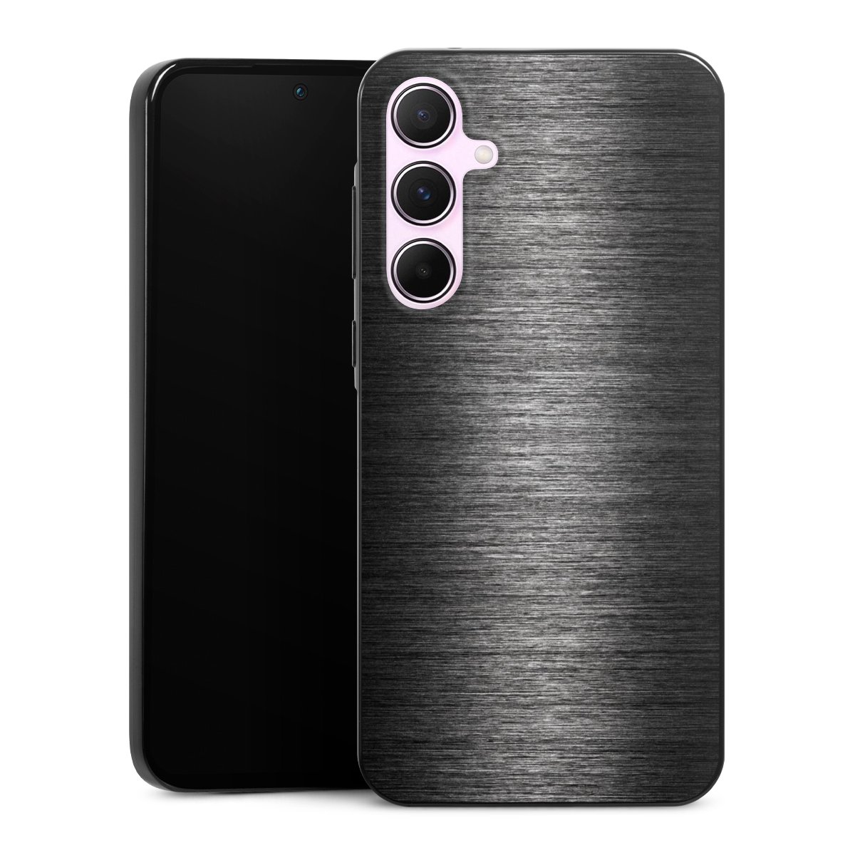 Galaxy A55 5G Handy Slim Case extra dünn Silikon Handyhülle schwarz Hülle Metallic Look Anthracite Metal Silikon Slim Case