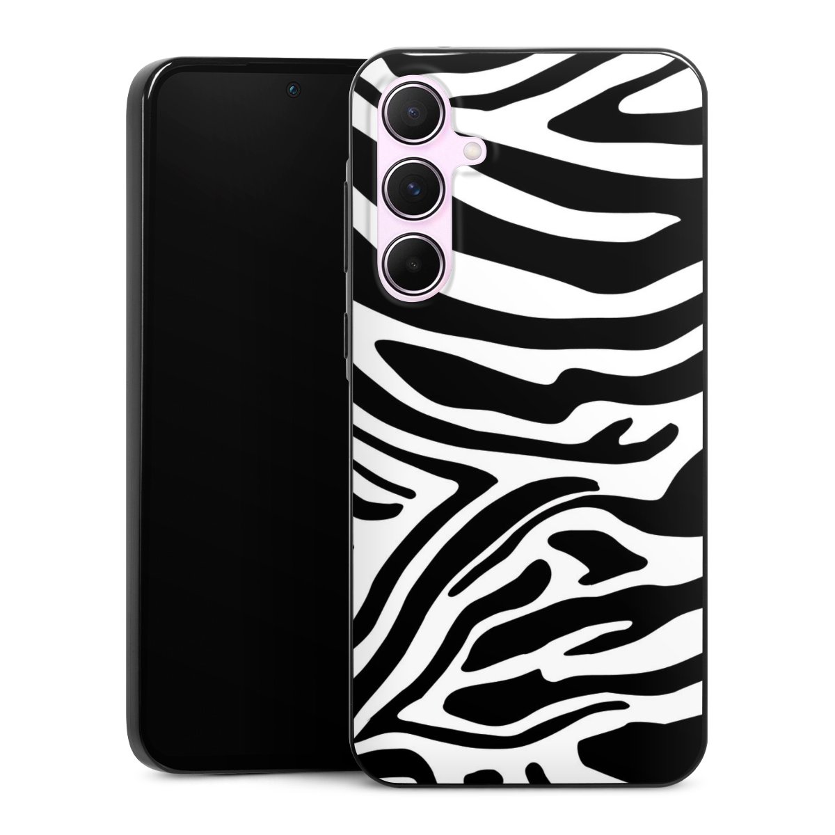 Galaxy A55 5G Handy Slim Case extra dünn Silikon Handyhülle schwarz Hülle Zebra Animal Look Animal Print Silikon Slim Case