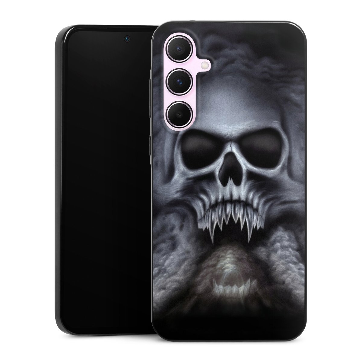 Galaxy A55 5G Handy Slim Case extra dünn Silikon Handyhülle schwarz Hülle Totenkopf Skull Silikon Slim Case