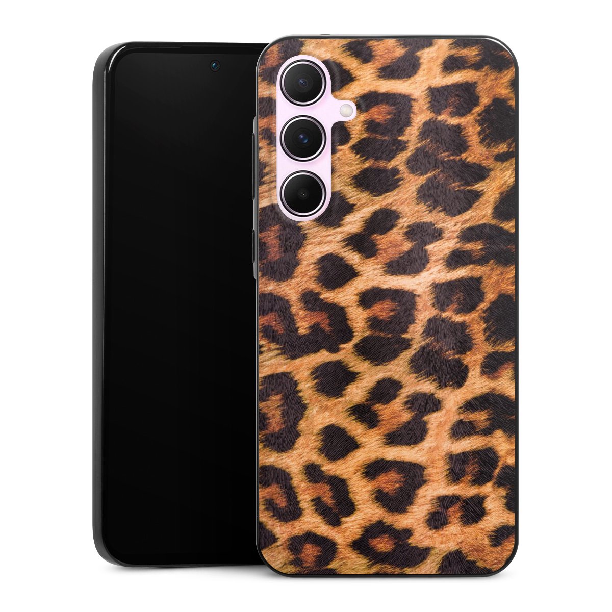 Galaxy A55 5G Handy Slim Case extra dünn Silikon Handyhülle schwarz Hülle Animal Print Leopard Fur Silikon Slim Case