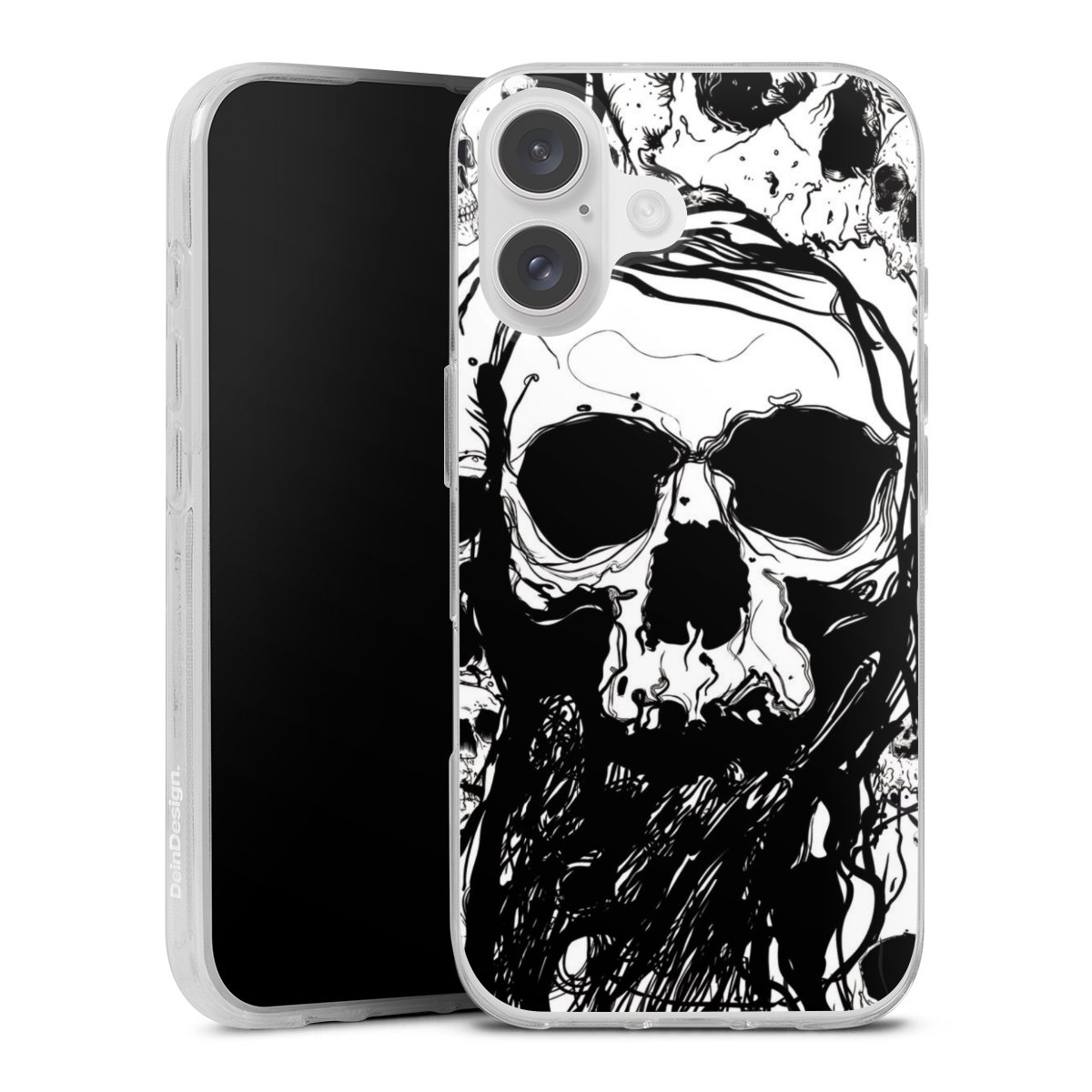 iPhone 16 Handy Silikon Hülle Case transparent Handyhülle Totenkopf Halloween Silikon Case