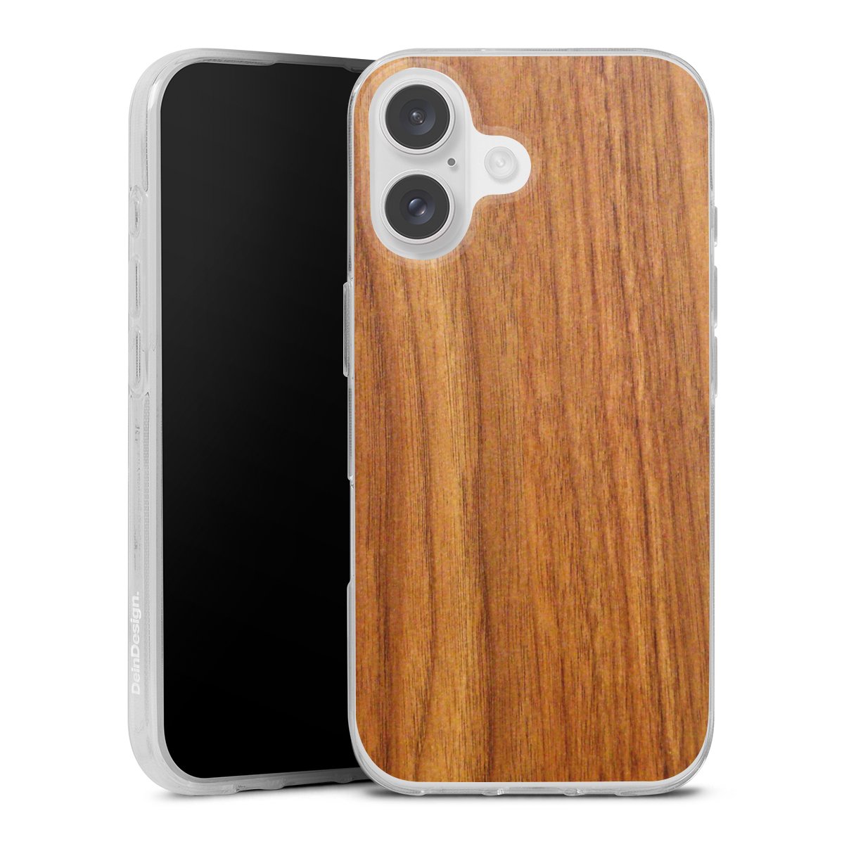 iPhone 16 Handy Silikon Hülle Case transparent Handyhülle Wood Larch Wooden Look Silikon Case