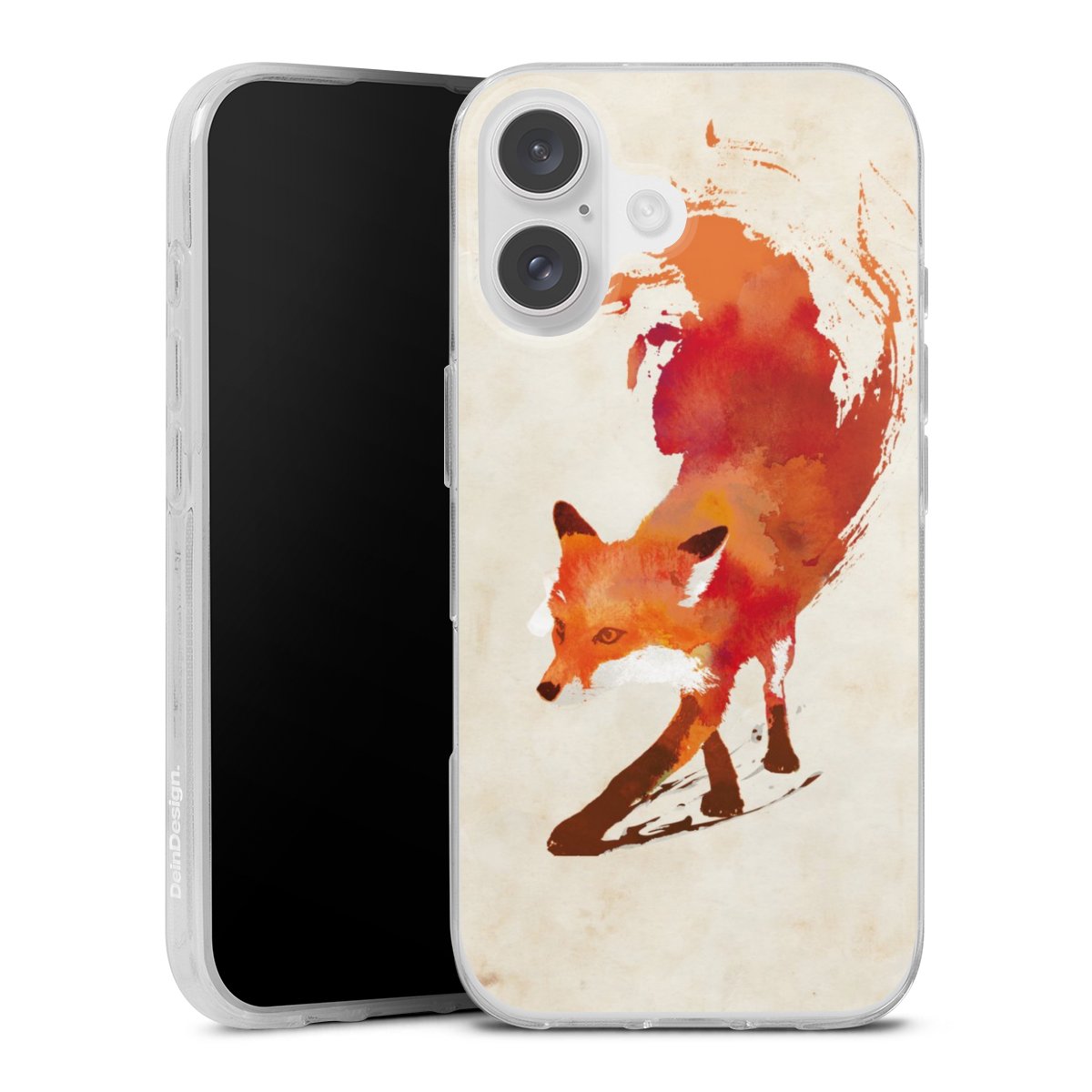 iPhone 16 Handy Silikon Hülle Case transparent Handyhülle Fox Graphic Silikon Case