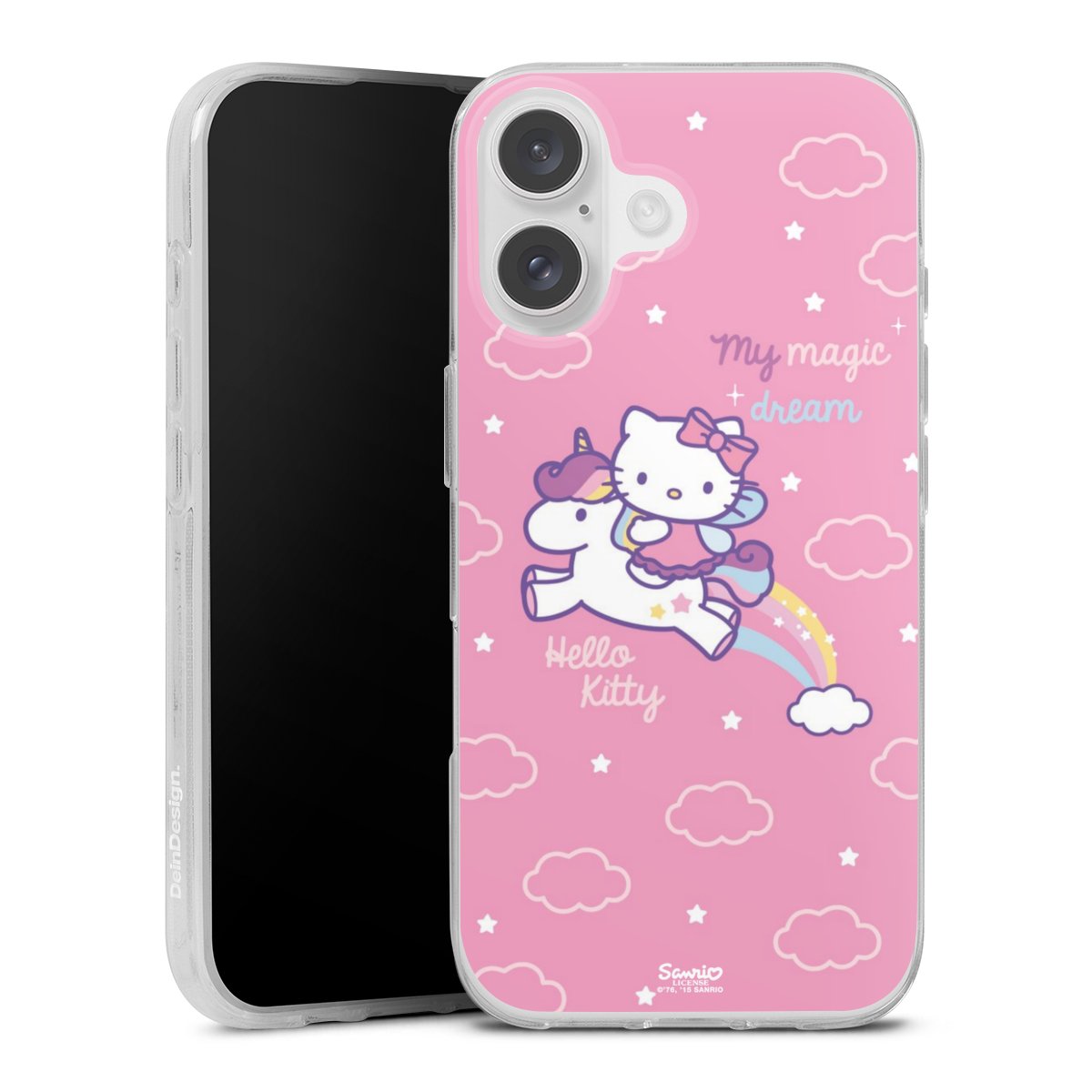 iPhone 16 Handy Silikon Hülle Case transparent Handyhülle Einhorn Official Licensed Product Hello Kitty Silikon Case