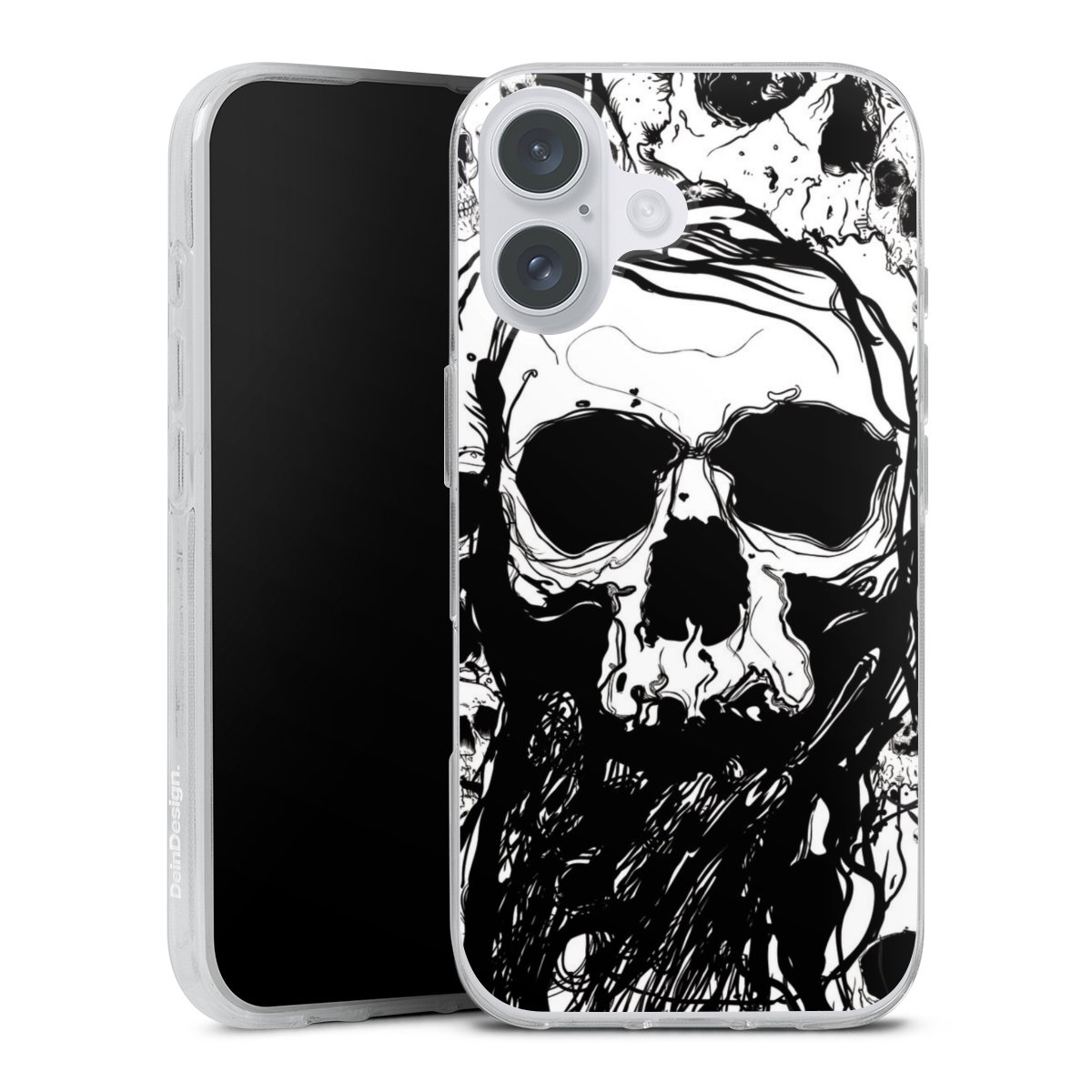 iPhone 16 Plus Handy Silikon Hülle Case transparent Handyhülle Totenkopf Halloween Silikon Case