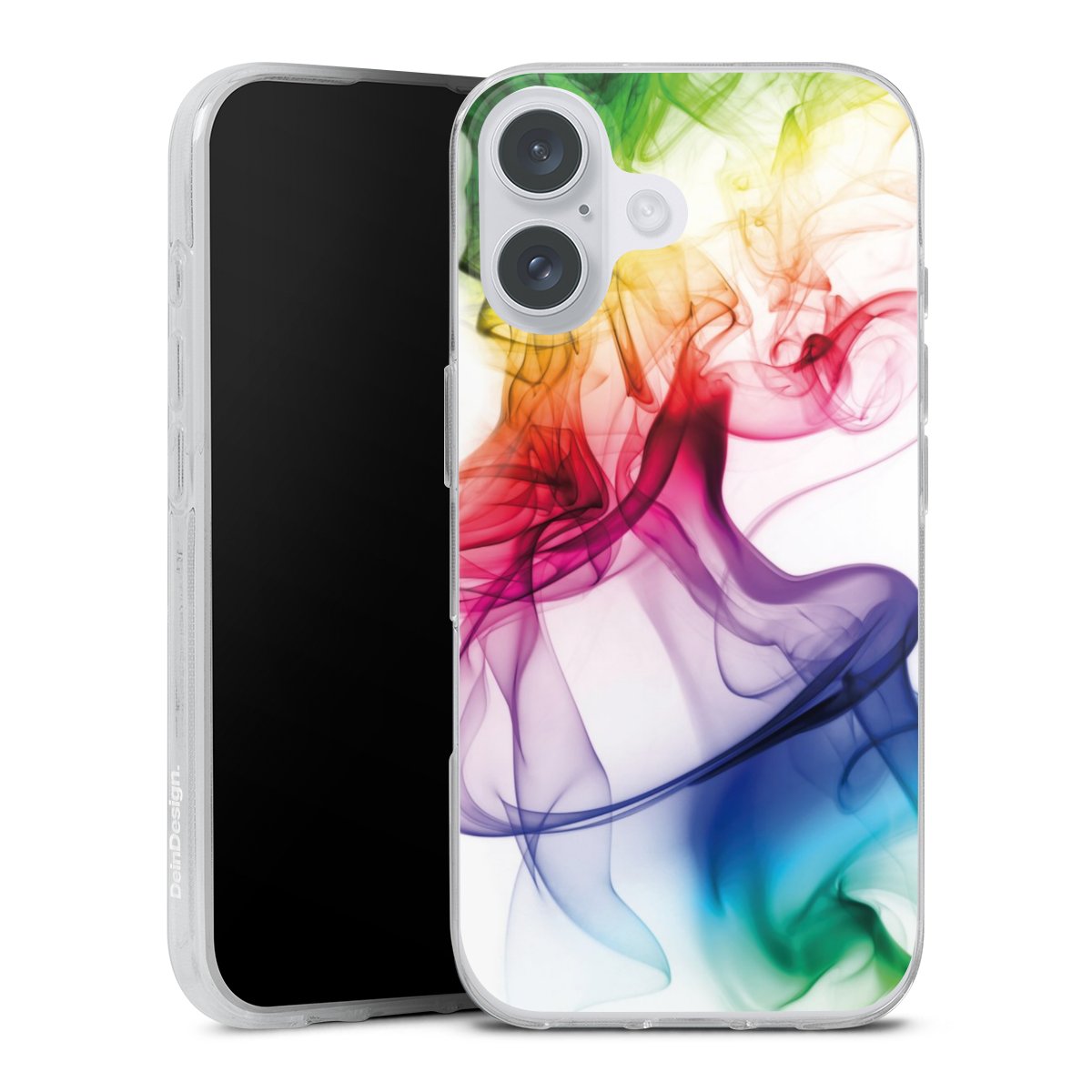 iPhone 16 Plus Handy Silikon Hülle Case transparent Handyhülle Water Colour Rainbow Silikon Case