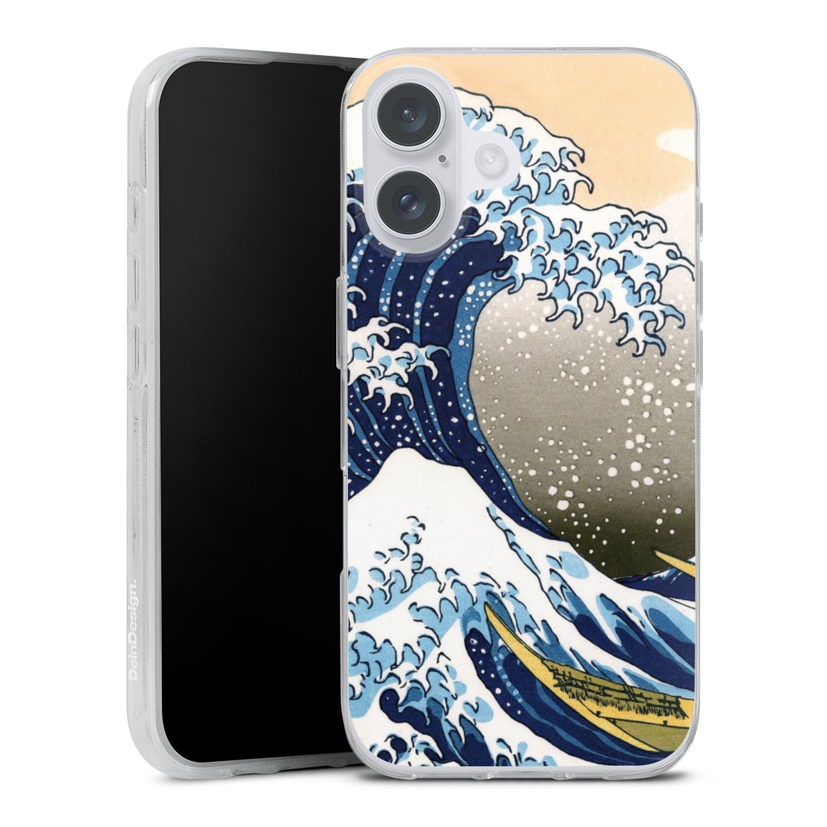 iPhone 16 Plus Handy Silikon Hülle Case transparent Handyhülle Kunst Katsushika Hokusai Die Große Welle Vor Kanagawa Silikon Case