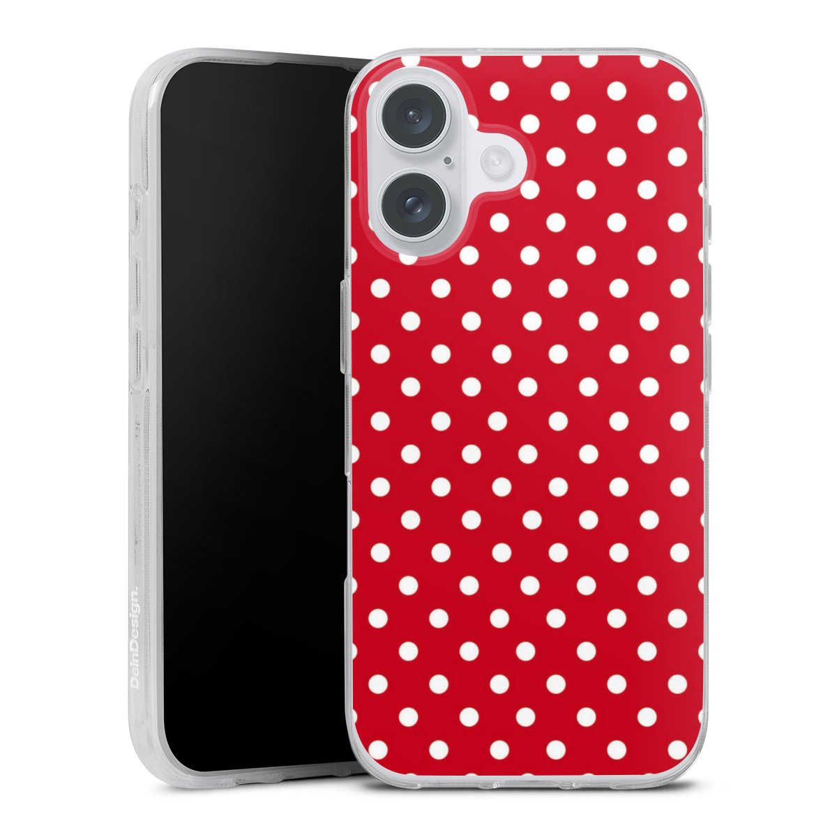 iPhone 16 Plus Handy Silikon Hülle Case transparent Handyhülle Points Polka Dots Retro Silikon Case