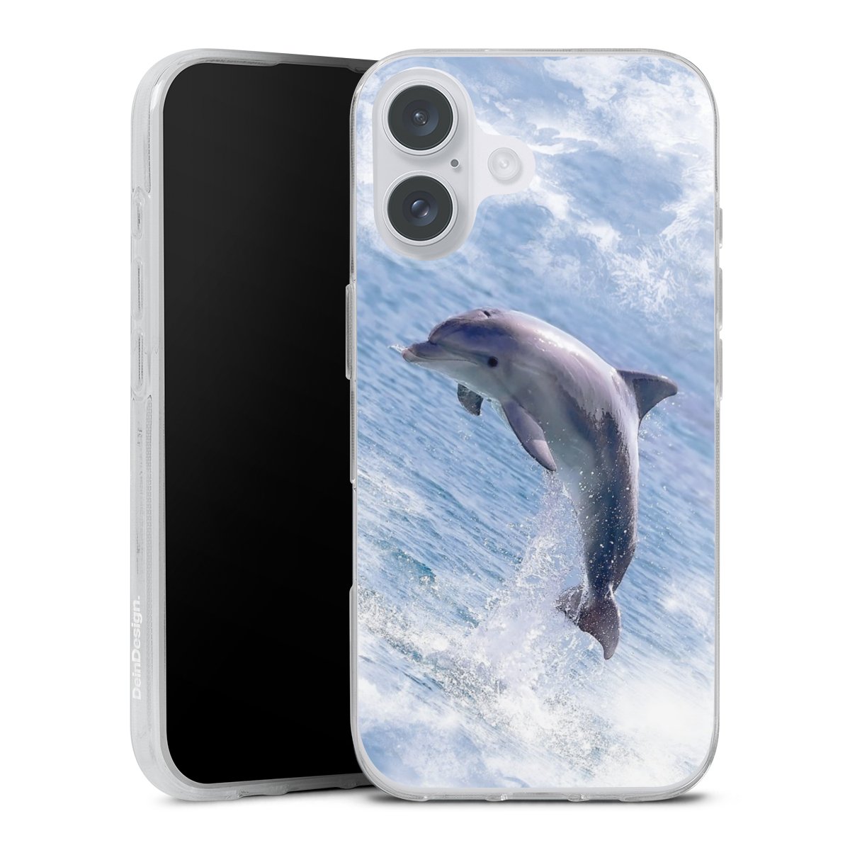 iPhone 16 Plus Handy Silikon Hülle Case transparent Handyhülle Dolphin Ocean Wale Silikon Case