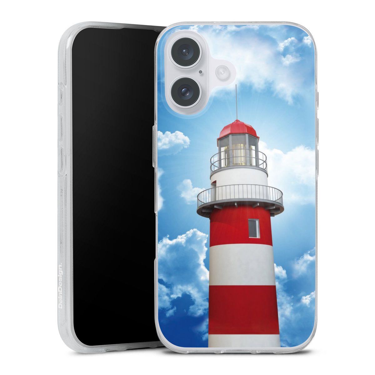 iPhone 16 Plus Handy Silikon Hülle Case transparent Handyhülle Lighthouse Sky Cloud Silikon Case