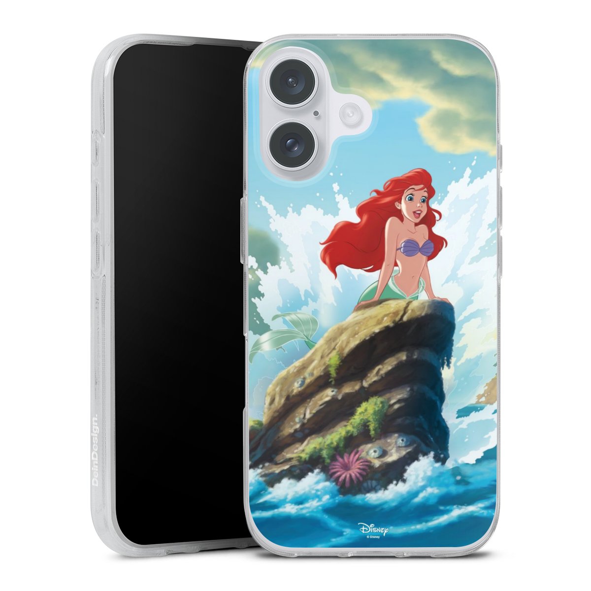 iPhone 16 Plus Handy Silikon Hülle Case transparent Handyhülle Mermaid Arielle Die Meerjungfrau Official Licensed Product Silikon Case