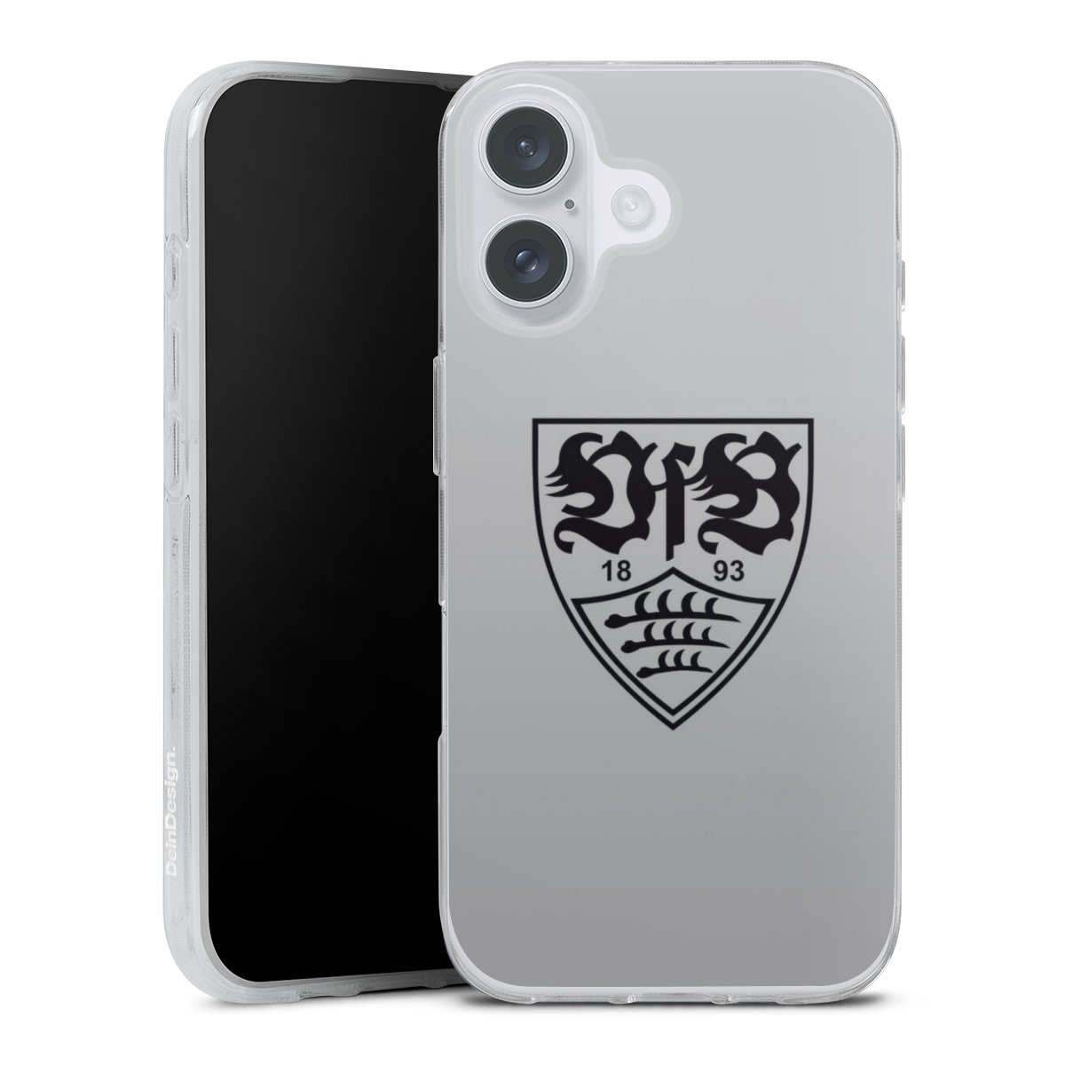 iPhone 16 Plus Handy Silikon Hülle Case transparent Handyhülle Logo Vfb Stuttgart Official Licensed Product Silikon Case