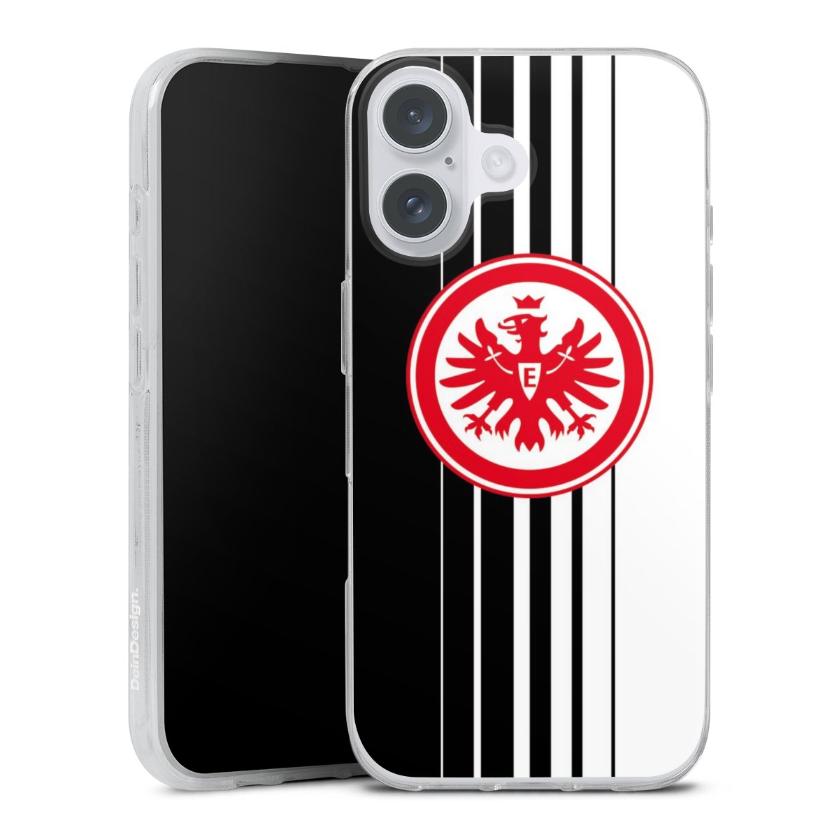 iPhone 16 Plus Handy Silikon Hülle Case transparent Handyhülle Stripes Eintracht Frankfurt Official Licensed Product Silikon Case