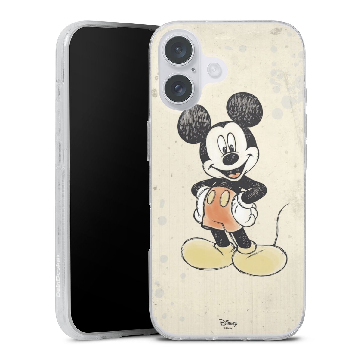 iPhone 16 Plus Handy Silikon Hülle Case transparent Handyhülle Water Colour Mickey & Minnie Mouse Official Licensed Product Silikon Case