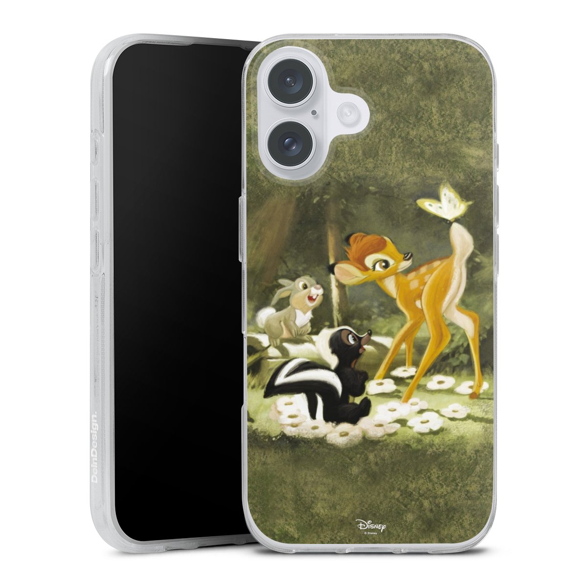 iPhone 16 Plus Handy Silikon Hülle Case transparent Handyhülle Disney Official Licensed Product Bambi Silikon Case