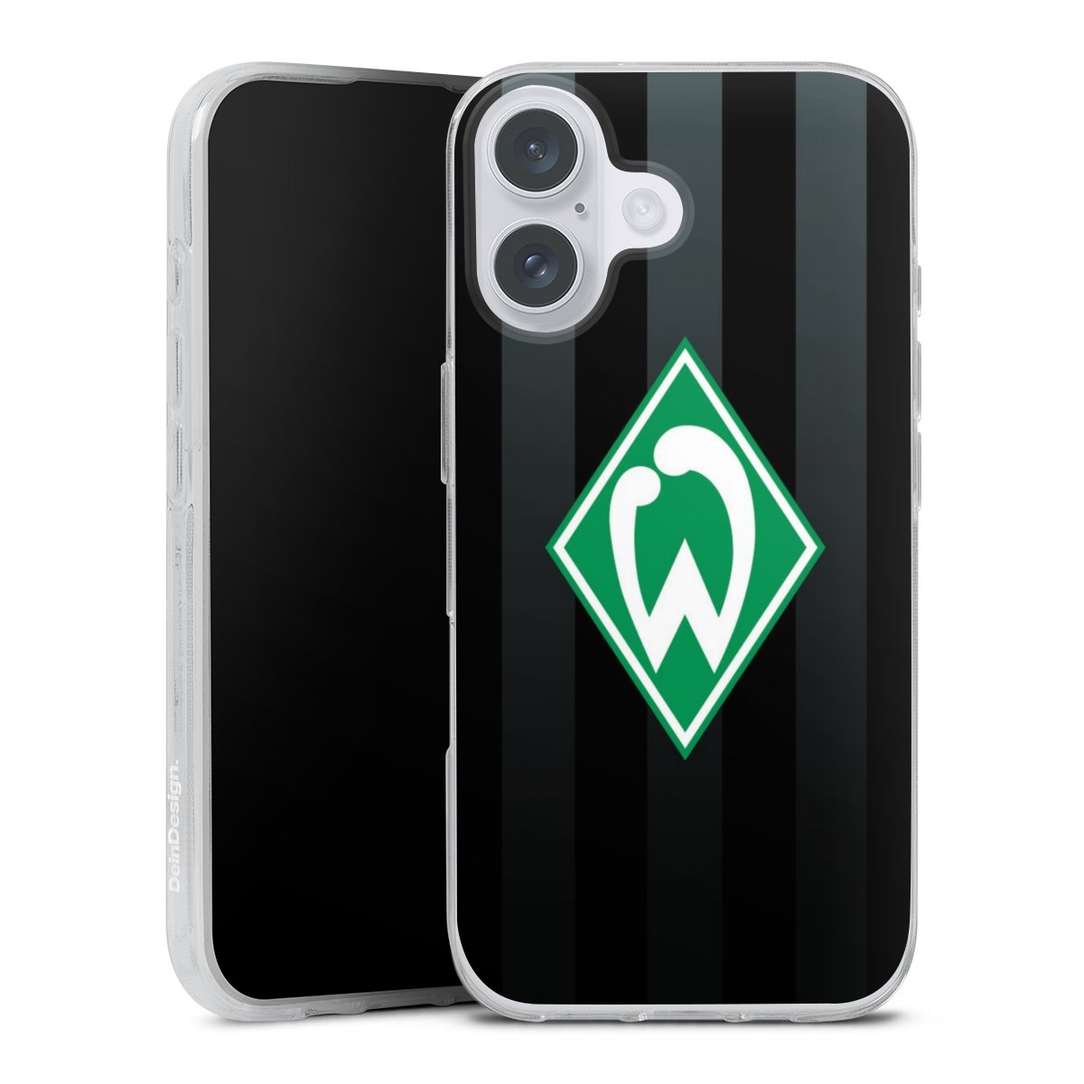 iPhone 16 Plus Handy Silikon Hülle Case transparent Handyhülle Stripes Sv Werder Bremen Official Licensed Product Silikon Case