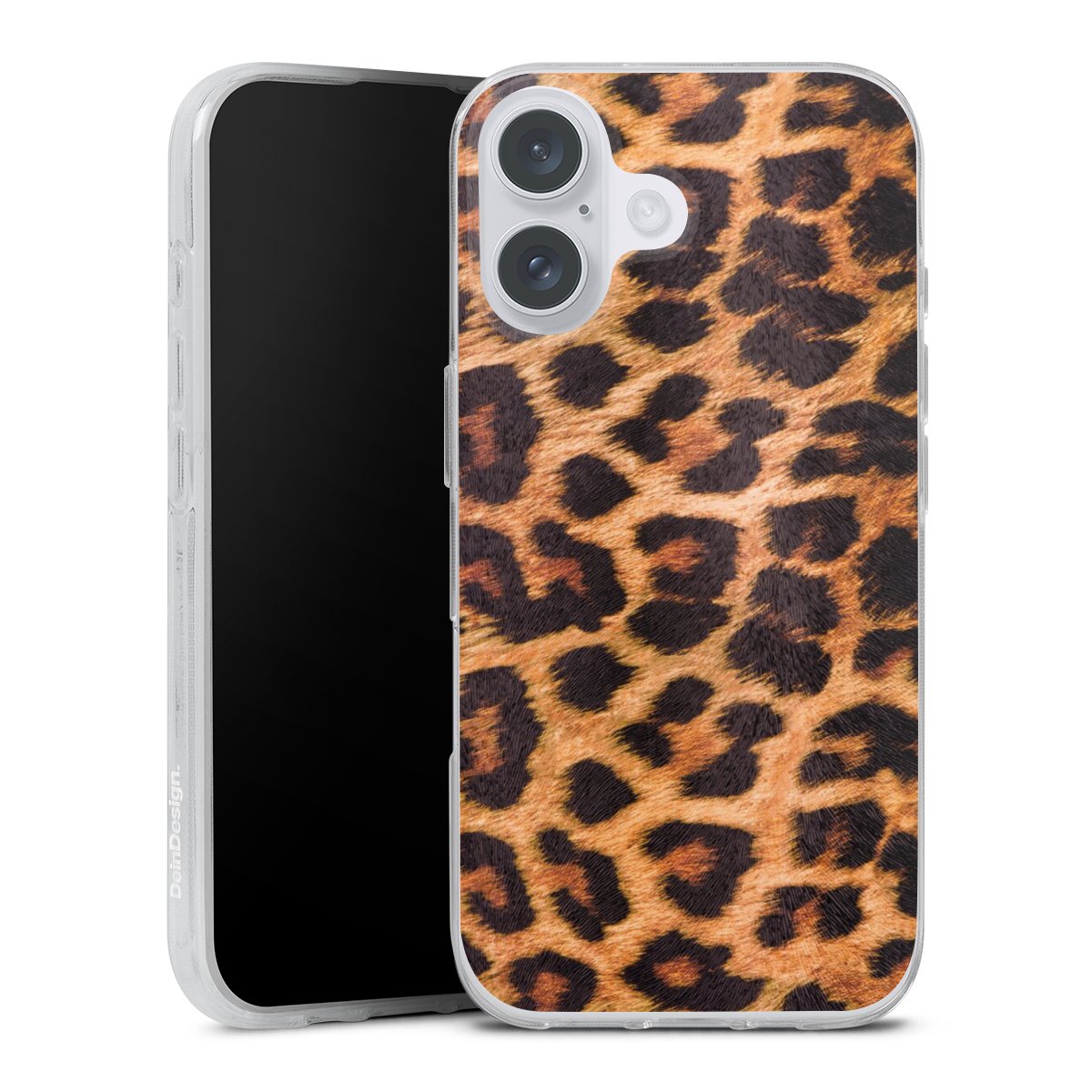 iPhone 16 Plus Handy Silikon Hülle Case transparent Handyhülle Animal Print Leopard Fur Silikon Case