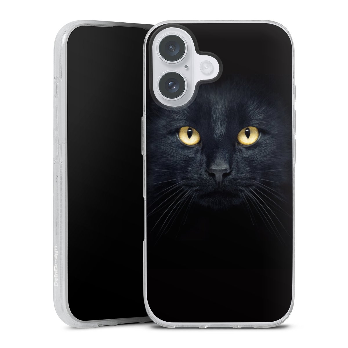 iPhone 16 Plus Handy Silikon Hülle Case transparent Handyhülle Eye Cat Black Silikon Case