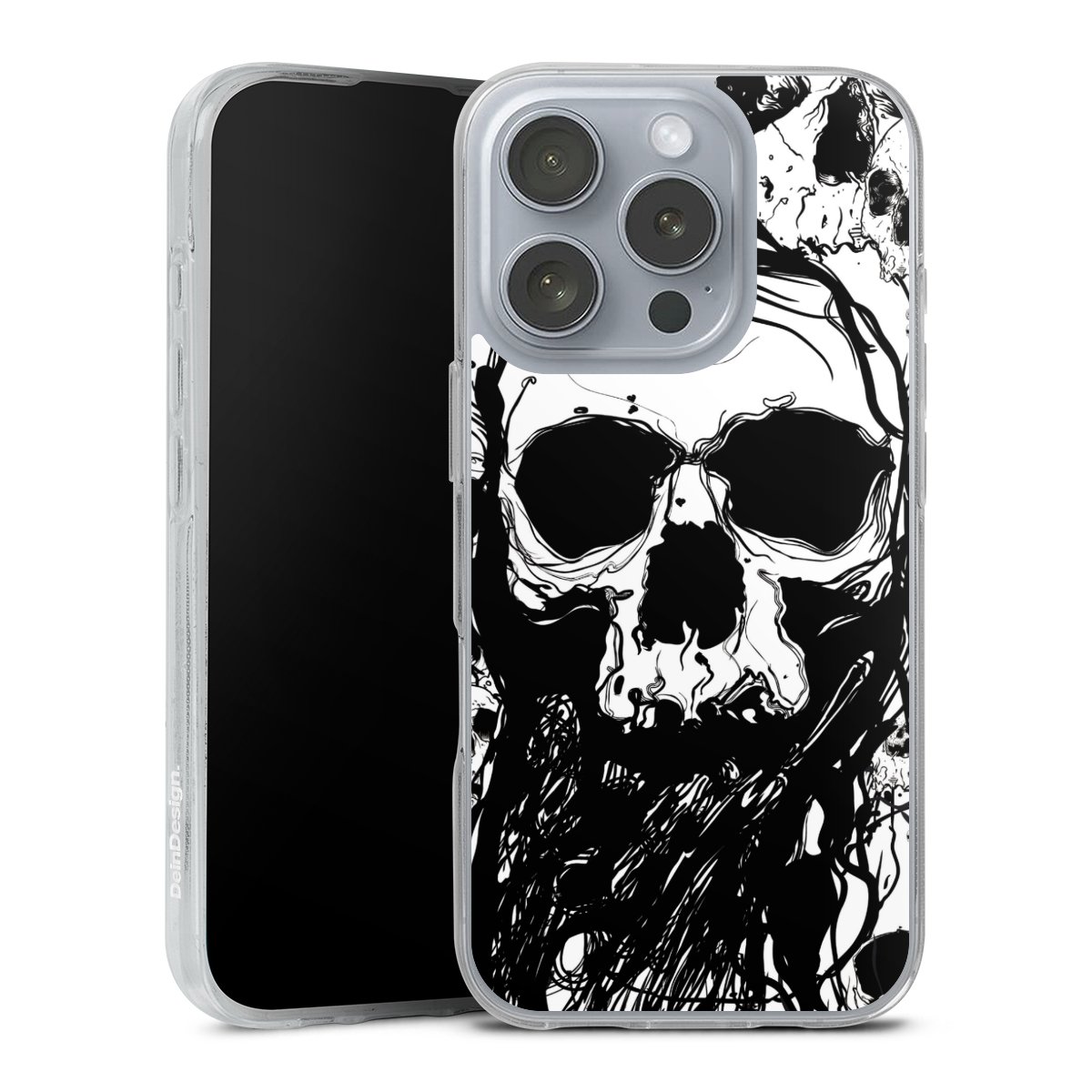 iPhone 16 Pro Handy Silikon Hülle Case transparent Handyhülle Totenkopf Halloween Silikon Case