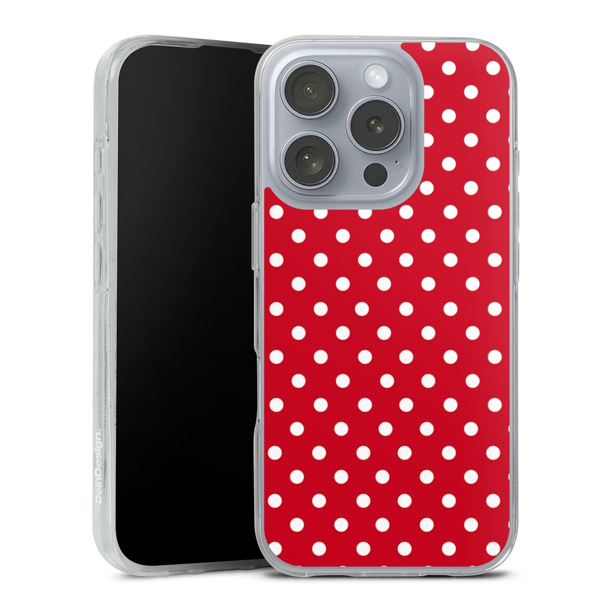 iPhone 16 Pro Handy Silikon Hülle Case transparent Handyhülle Points Polka Dots Retro Silikon Case