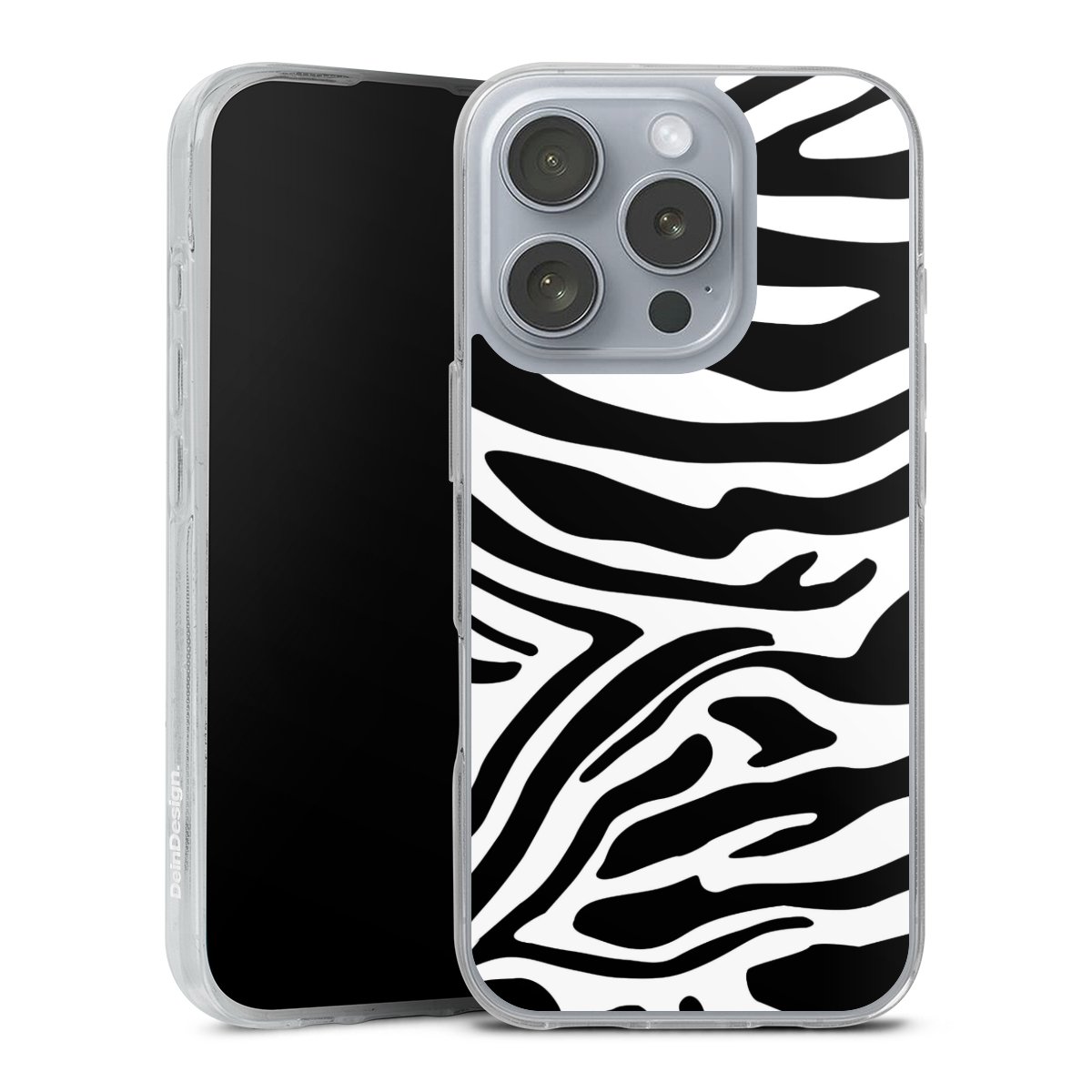 iPhone 16 Pro Handy Silikon Hülle Case transparent Handyhülle Zebra Animal Look Animal Print Silikon Case