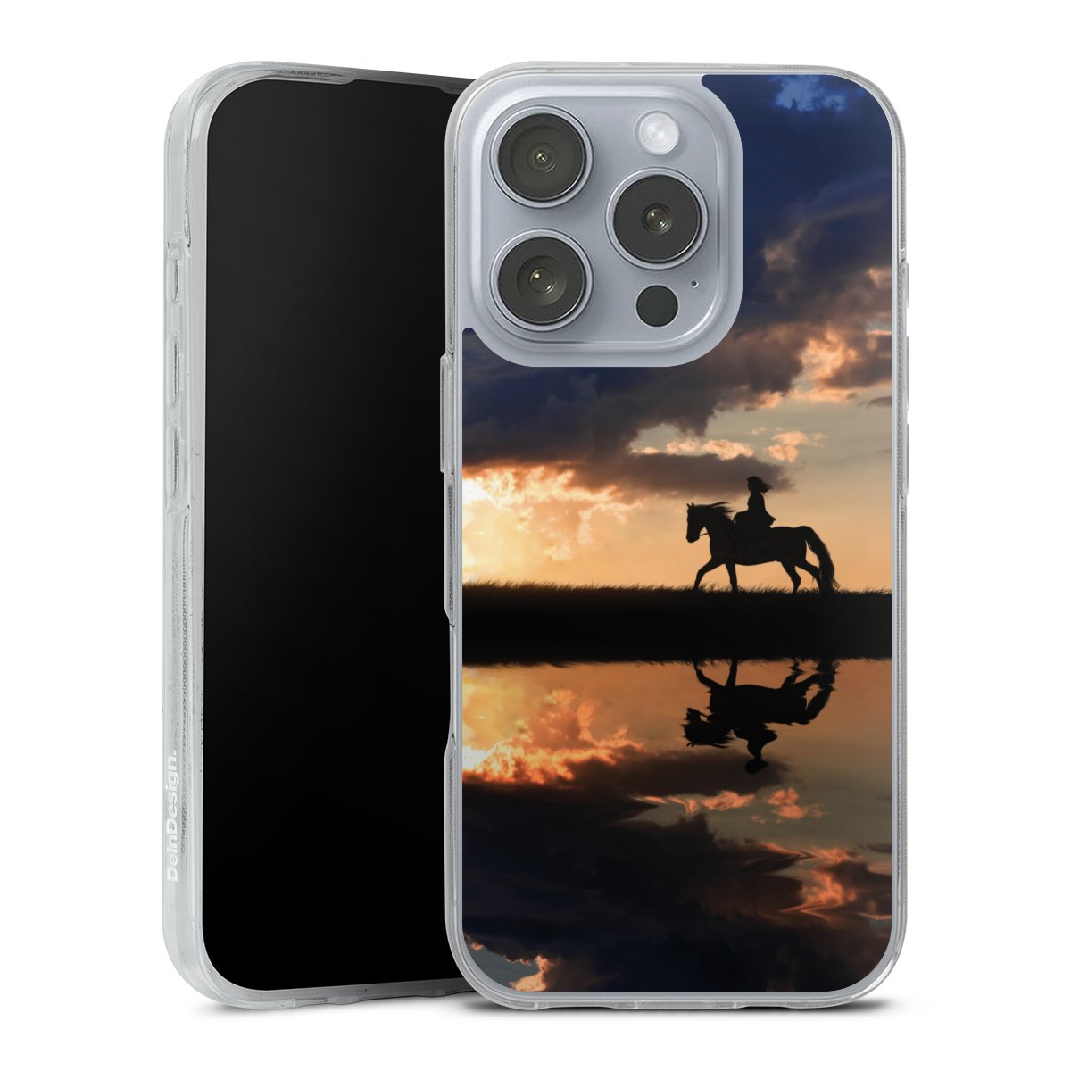 iPhone 16 Pro Handy Silikon Hülle Case transparent Handyhülle Horse Sunset Horseback Riding Silikon Case