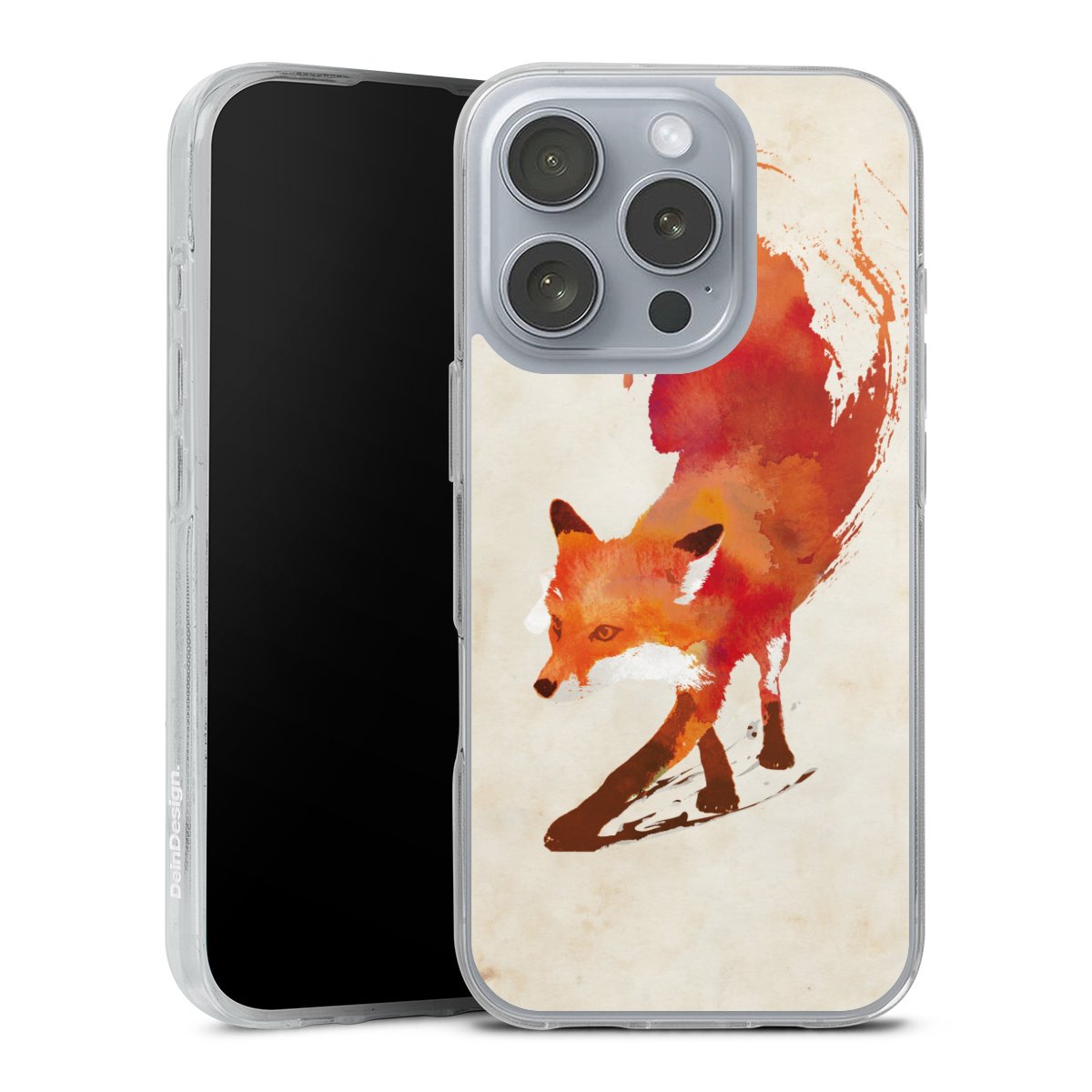 iPhone 16 Pro Handy Silikon Hülle Case transparent Handyhülle Fox Graphic Silikon Case