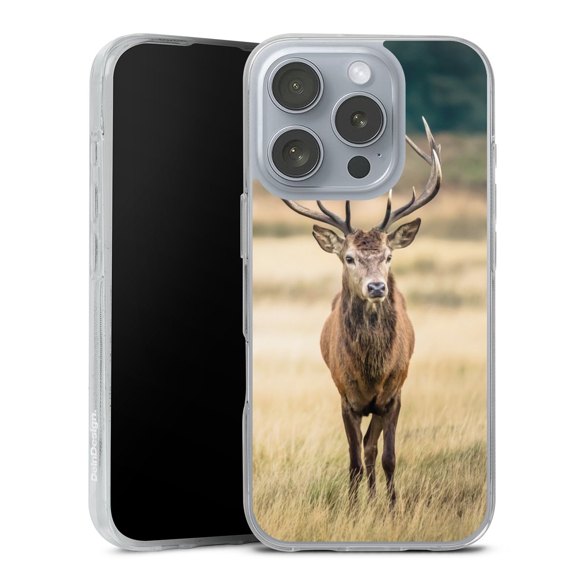 iPhone 16 Pro Handy Silikon Hülle Case transparent Handyhülle Deer Meadow Forrest Silikon Case