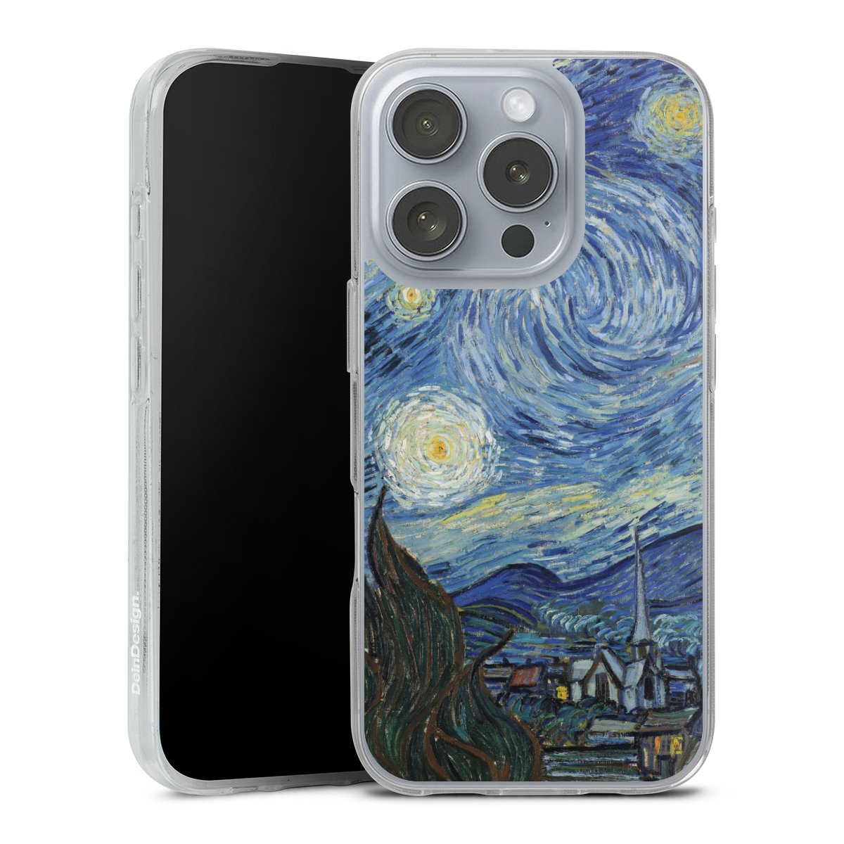 iPhone 16 Pro Handy Silikon Hülle Case transparent Handyhülle The Starry Night Kunst Vincent Van Gogh Silikon Case