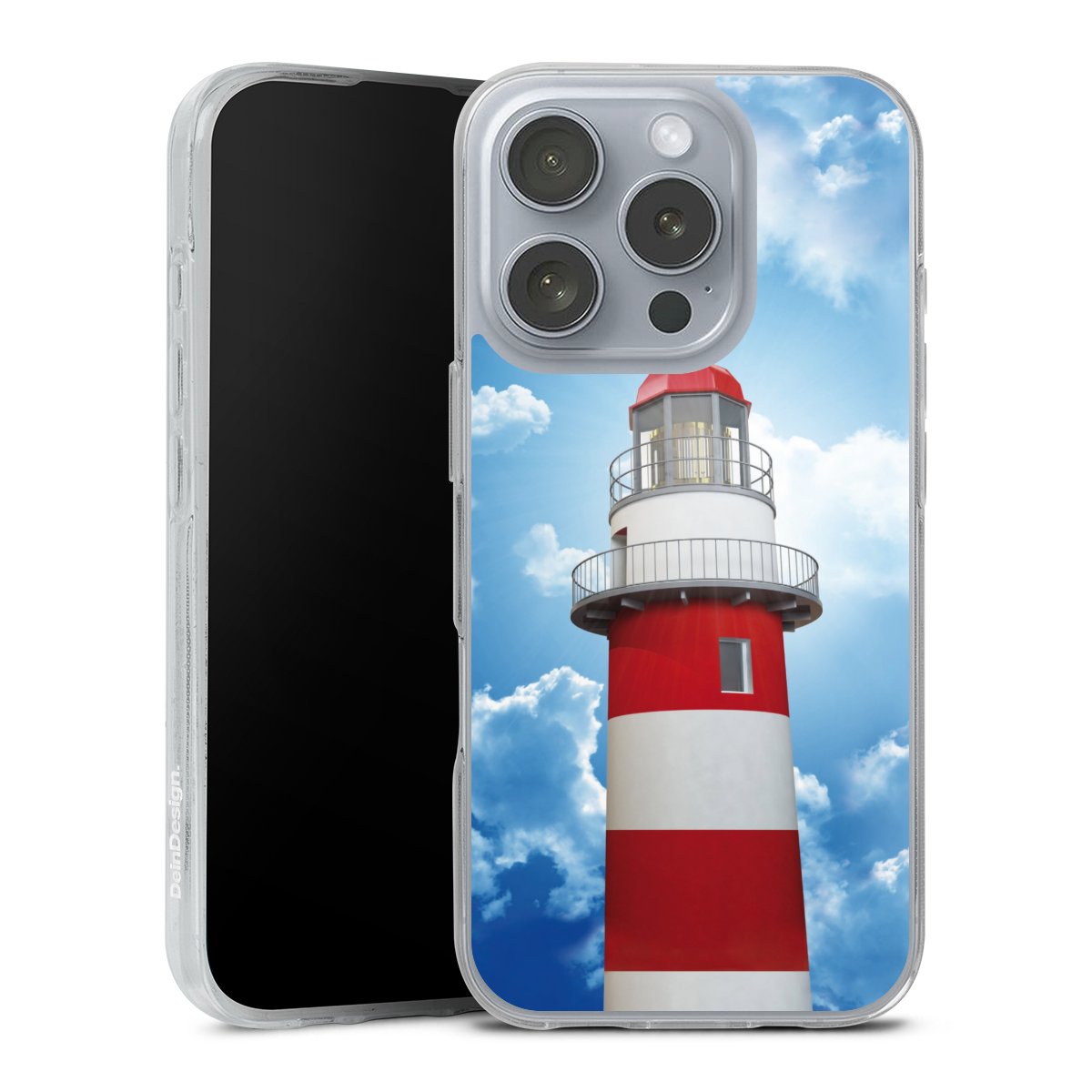 iPhone 16 Pro Handy Silikon Hülle Case transparent Handyhülle Lighthouse Sky Cloud Silikon Case