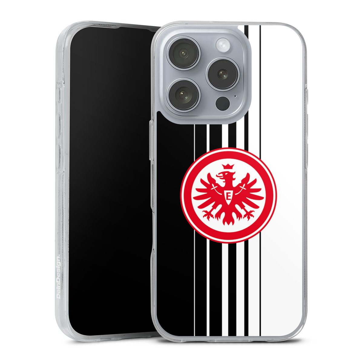 iPhone 16 Pro Handy Silikon Hülle Case transparent Handyhülle Stripes Eintracht Frankfurt Official Licensed Product Silikon Case