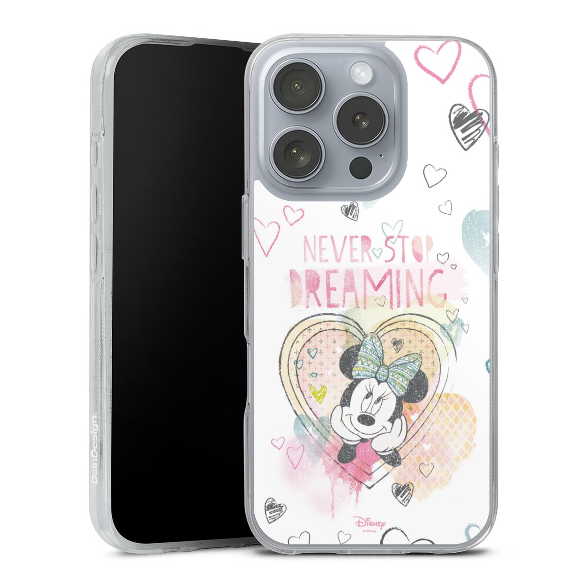 iPhone 16 Pro Handy Silikon Hülle Case transparent Handyhülle Disney Official Licensed Product Minnie Mouse Silikon Case