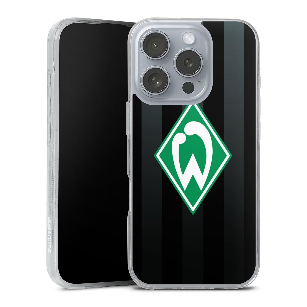 iPhone 16 Pro Handy Silikon Hülle Case transparent Handyhülle Stripes Sv Werder Bremen Official Licensed Product Silikon Case