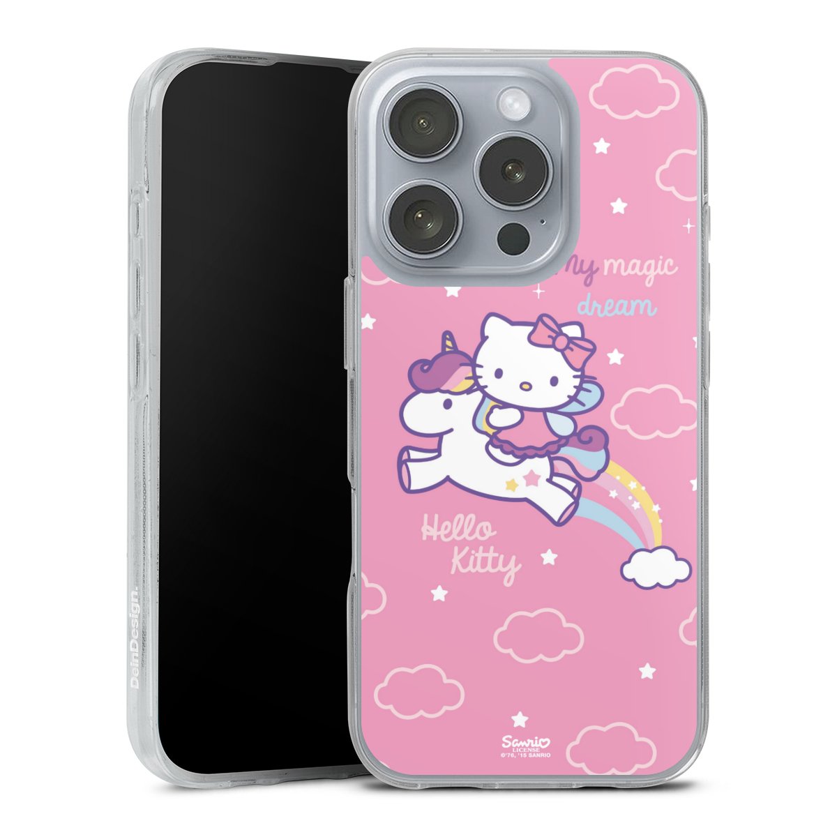 iPhone 16 Pro Handy Silikon Hülle Case transparent Handyhülle Einhorn Official Licensed Product Hello Kitty Silikon Case