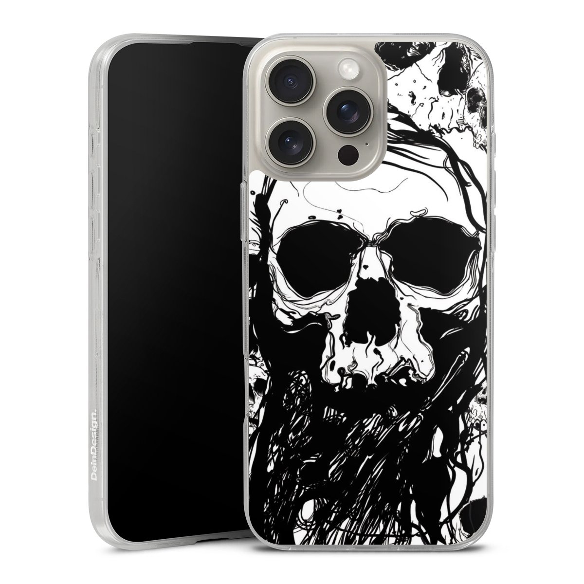 iPhone 16 Pro Max Handy Silikon Hülle Case transparent Handyhülle Totenkopf Halloween Silikon Case