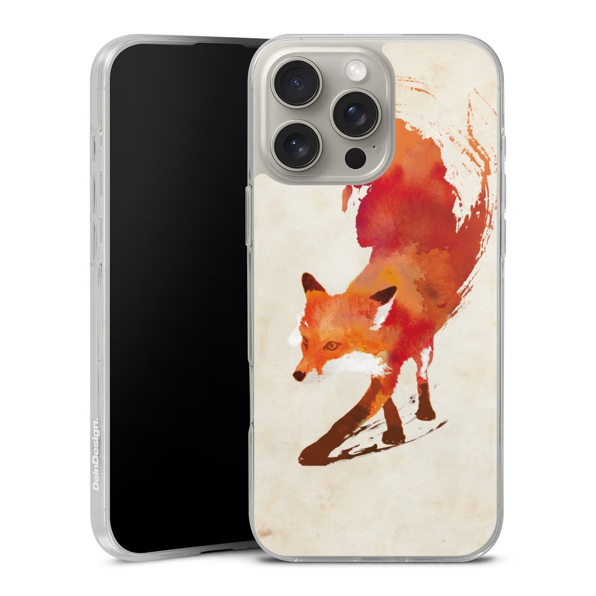 iPhone 16 Pro Max Handy Silikon Hülle Case transparent Handyhülle Fox Graphic Silikon Case