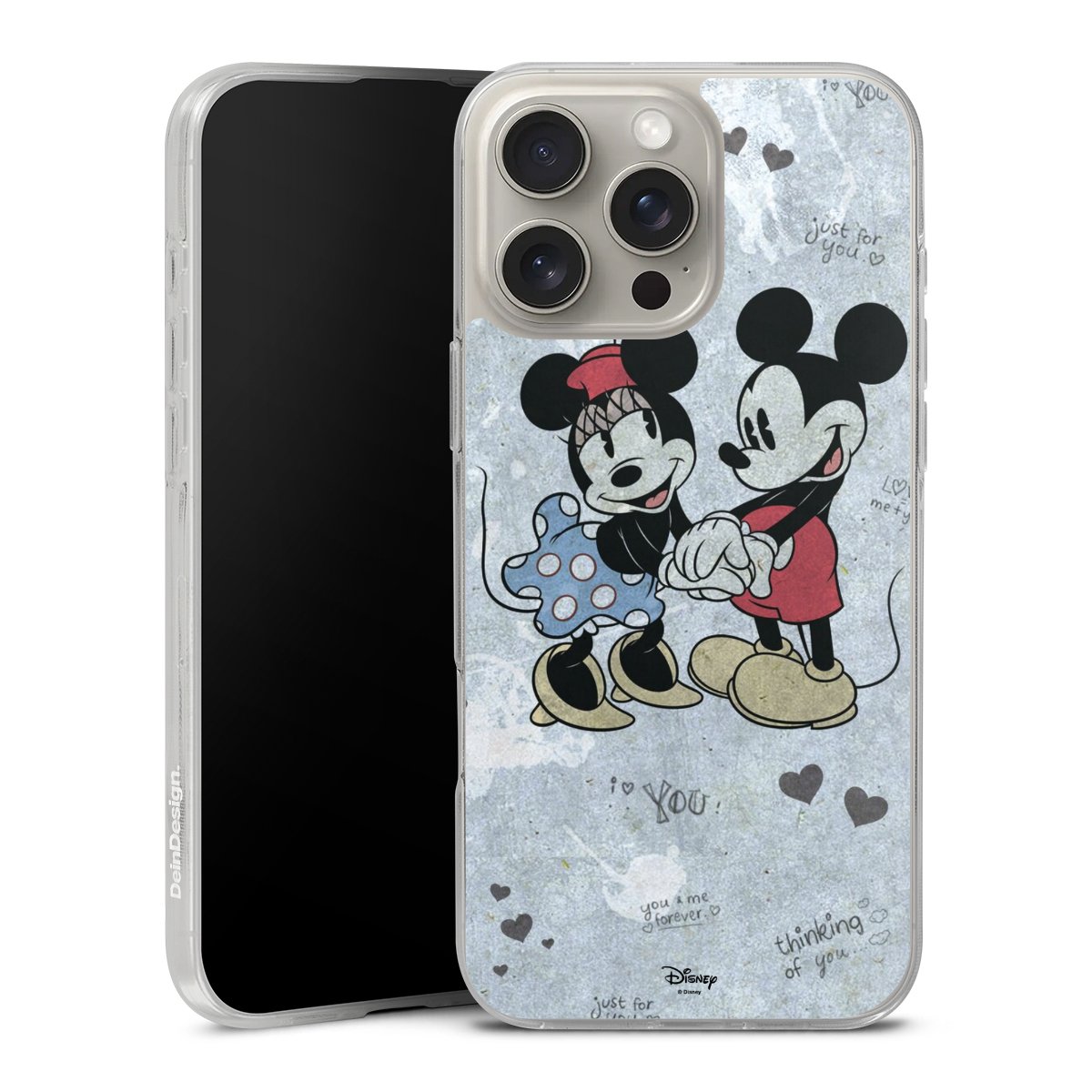 iPhone 16 Pro Max Handy Silikon Hülle Case transparent Handyhülle Mickey & Minnie Mouse Vintage Disney Silikon Case