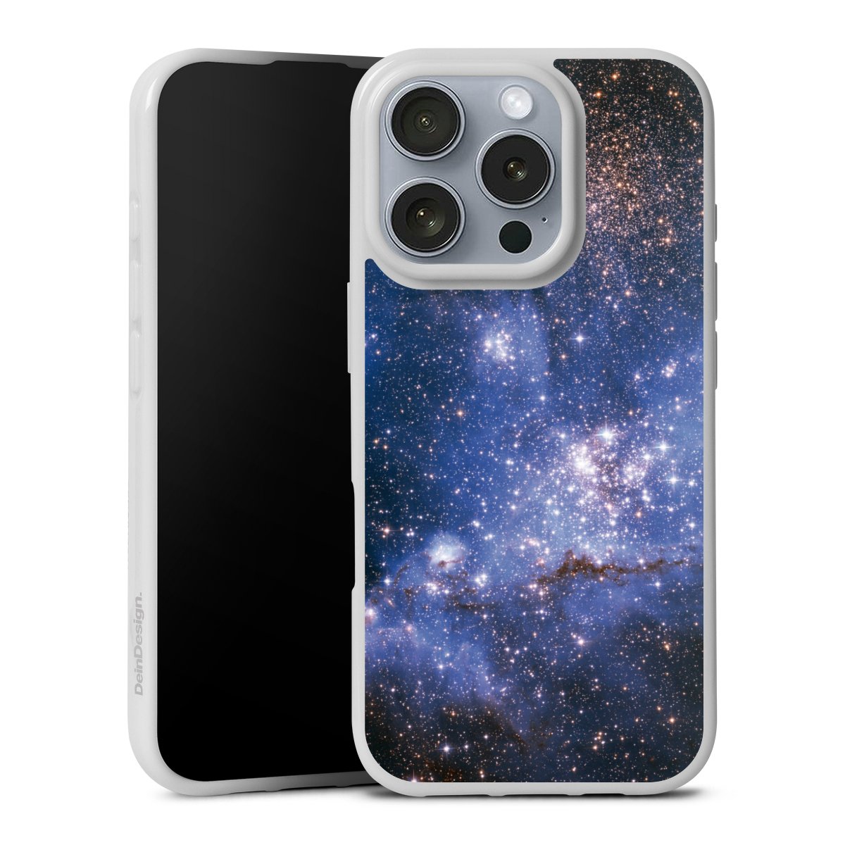 iPhone 16 Pro Handy Silikon Hülle Case weiß Handyhülle Weltall Galaxy Weltraum Silikon Case