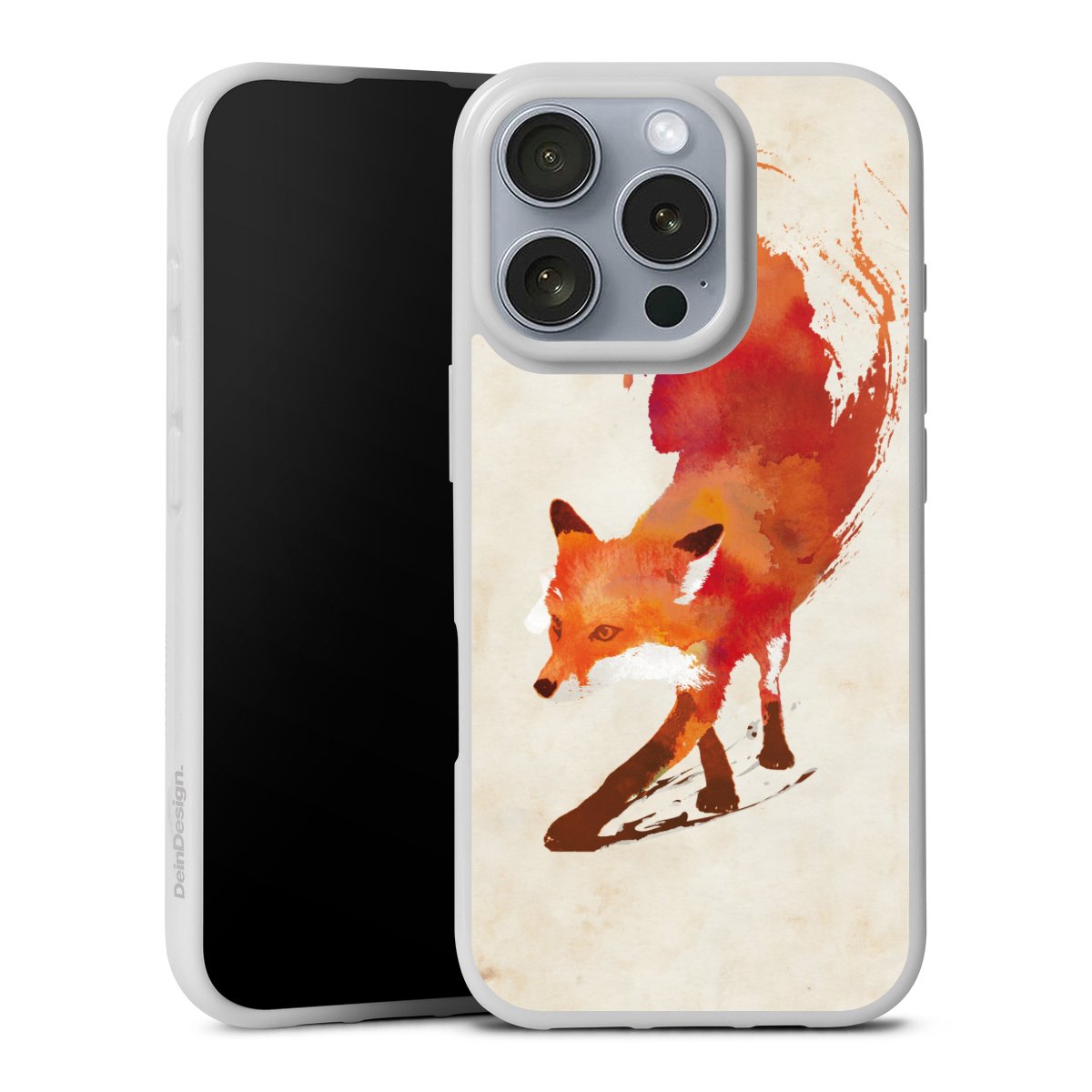 iPhone 16 Pro Handy Silikon Hülle Case weiß Handyhülle Fox Graphic Silikon Case