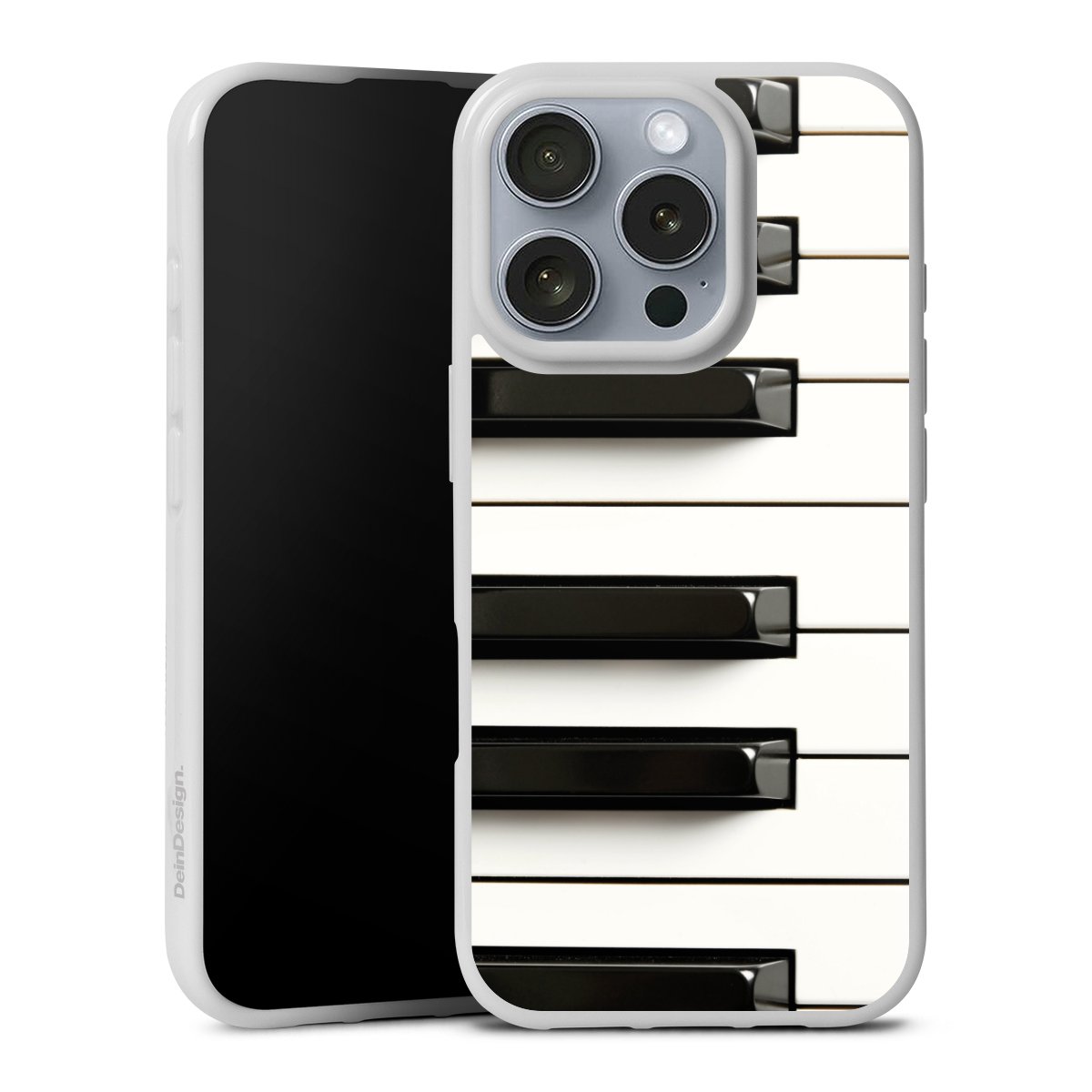 iPhone 16 Pro Handy Silikon Hülle Case weiß Handyhülle Klavier Piano Music Silikon Case