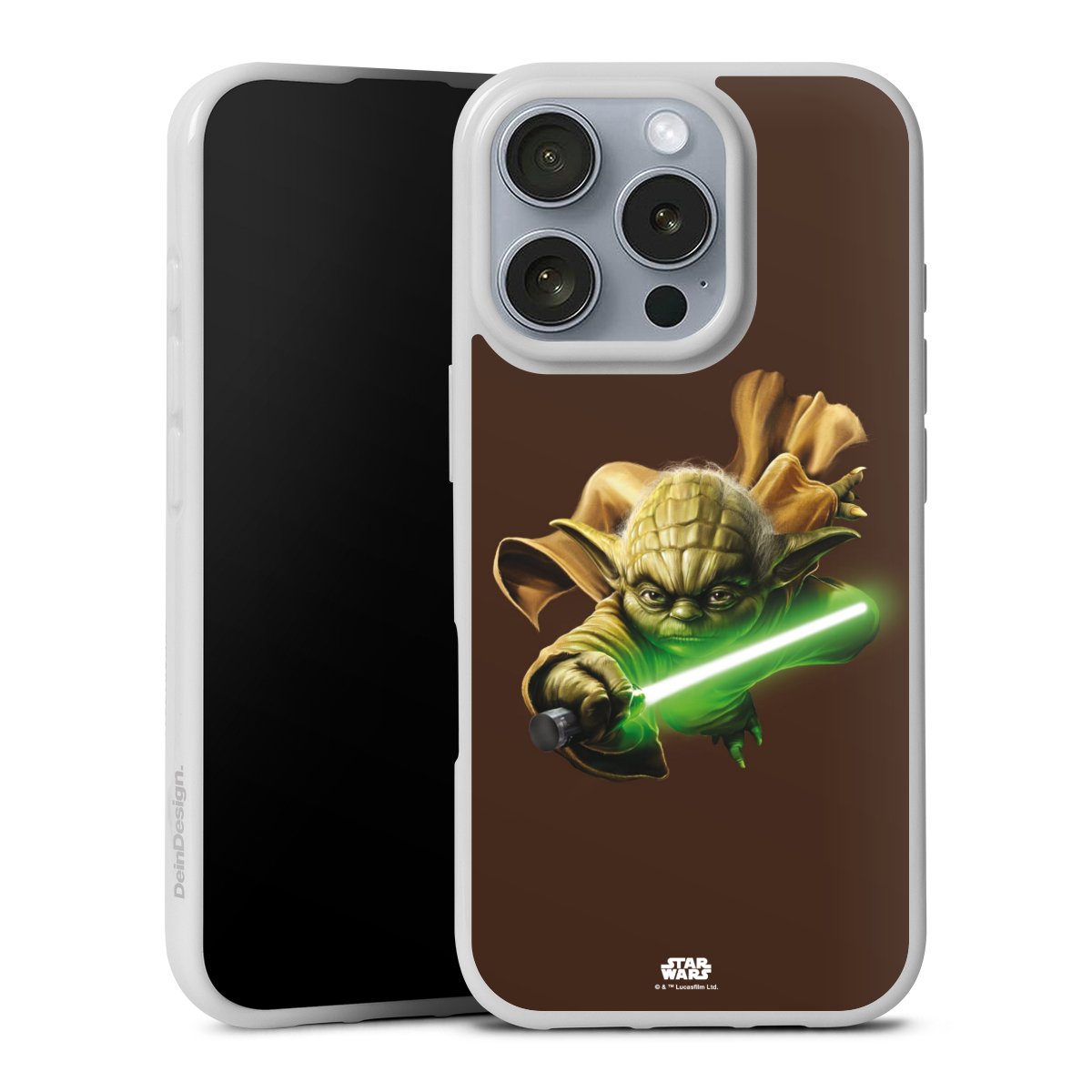 iPhone 16 Pro Handy Silikon Hülle Case weiß Handyhülle Yoda Merchandise Star Wars Silikon Case