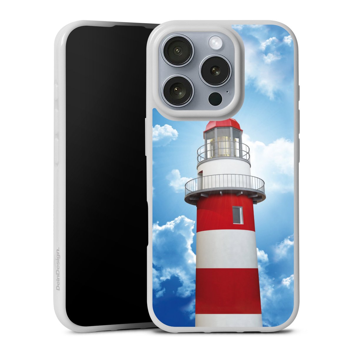 iPhone 16 Pro Handy Silikon Hülle Case weiß Handyhülle Lighthouse Sky Cloud Silikon Case