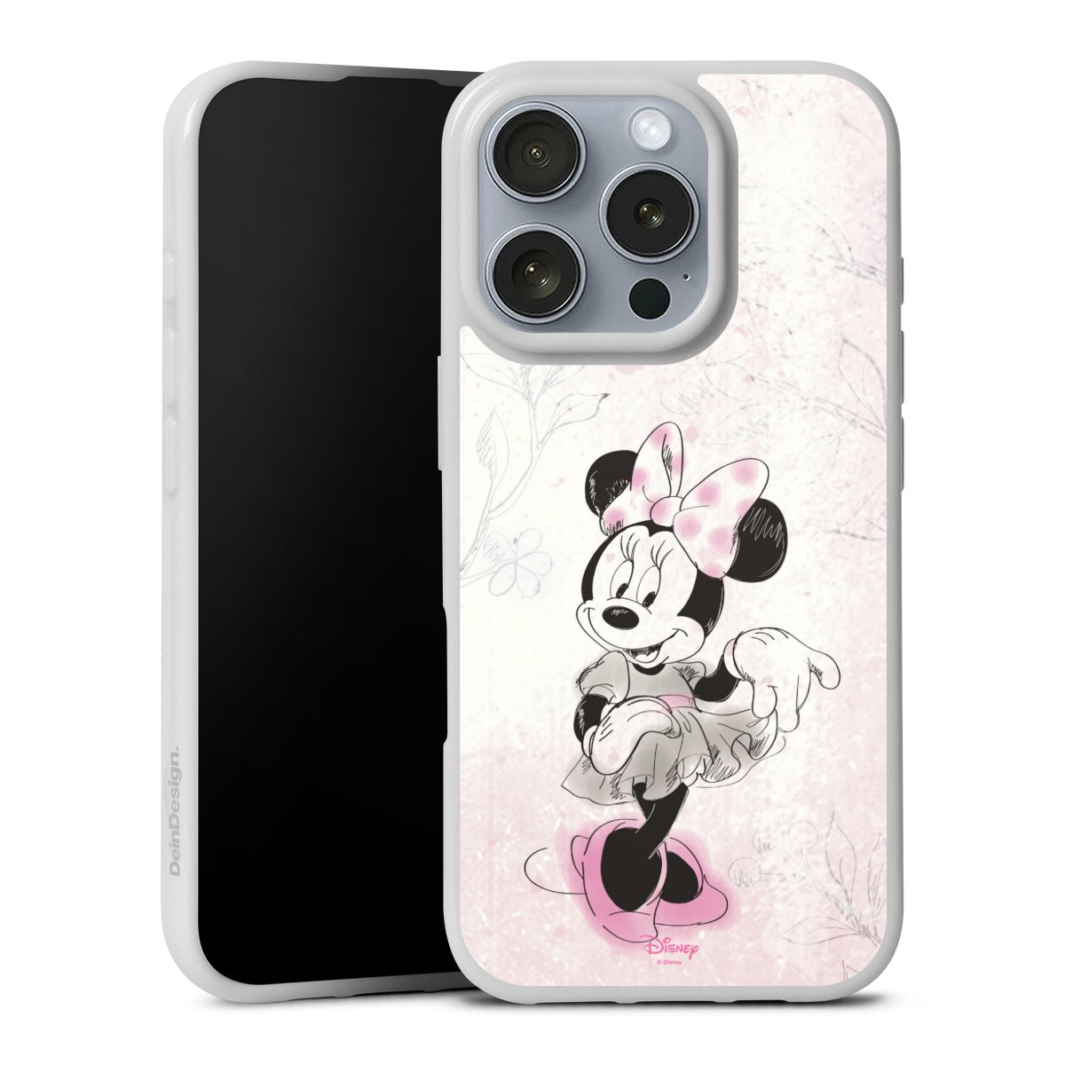 iPhone 16 Pro Handy Silikon Hülle Case weiß Handyhülle Disney Minnie Mouse Vintage Silikon Case