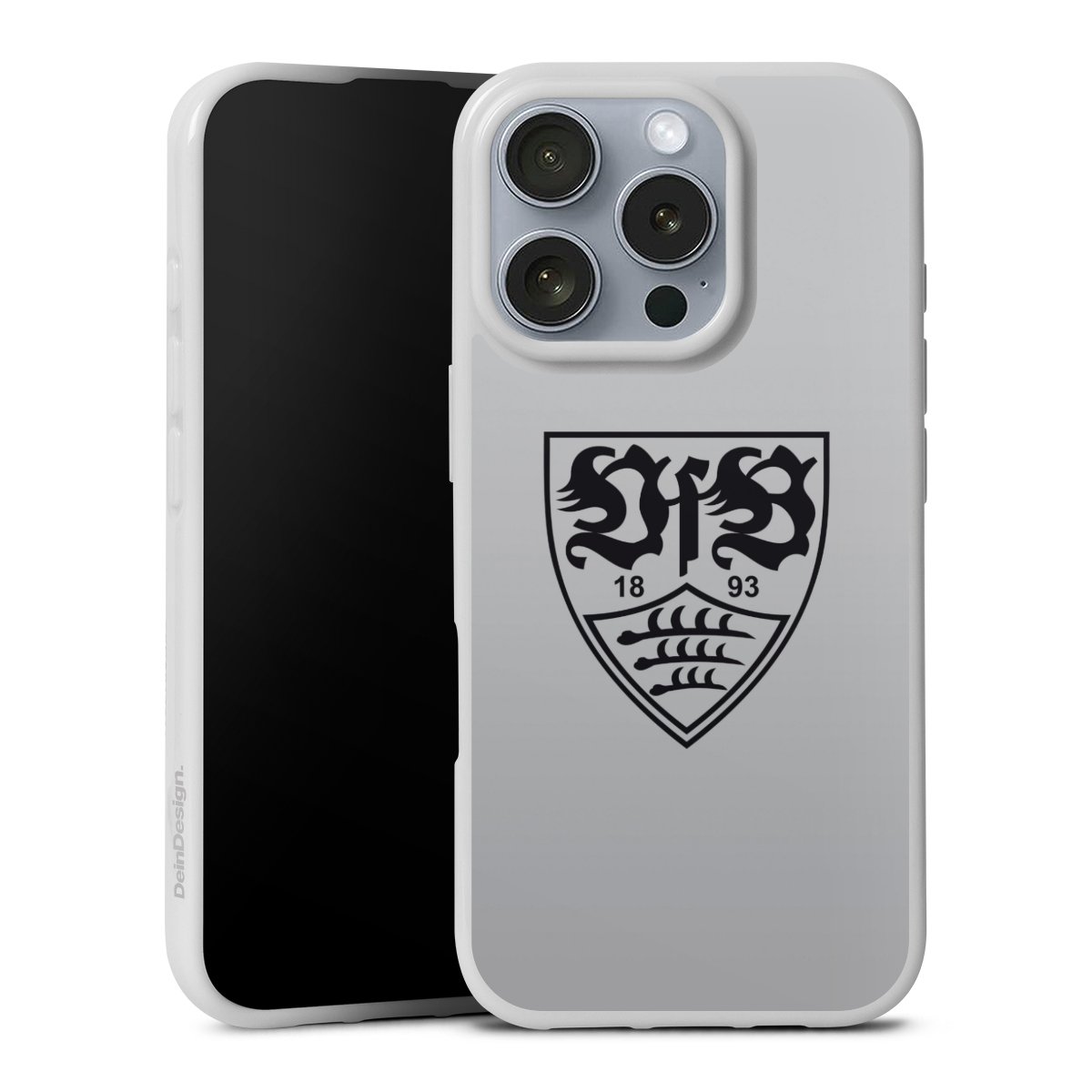 iPhone 16 Pro Handy Silikon Hülle Case weiß Handyhülle Logo Vfb Stuttgart Official Licensed Product Silikon Case