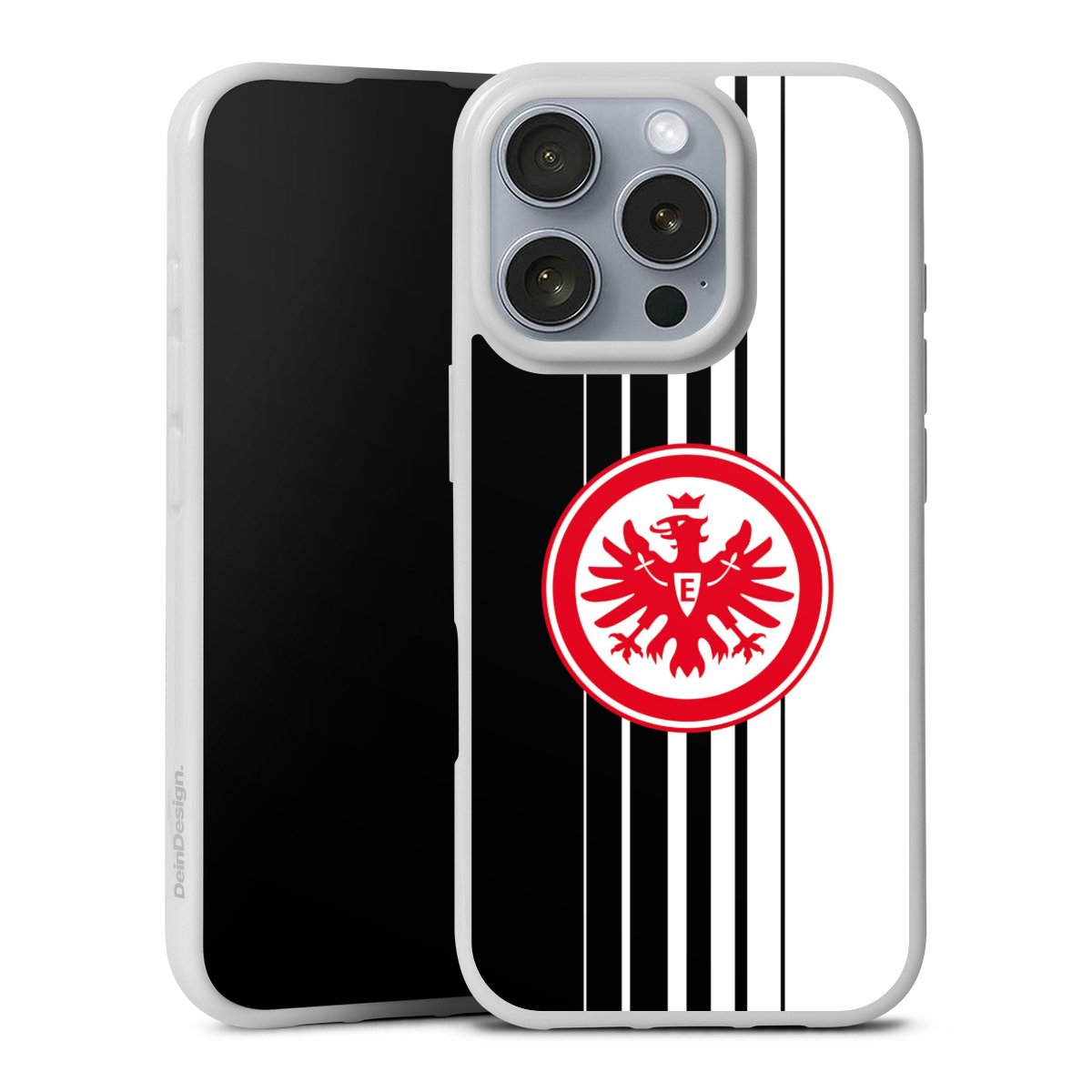 iPhone 16 Pro Handy Silikon Hülle Case weiß Handyhülle Stripes Eintracht Frankfurt Official Licensed Product Silikon Case