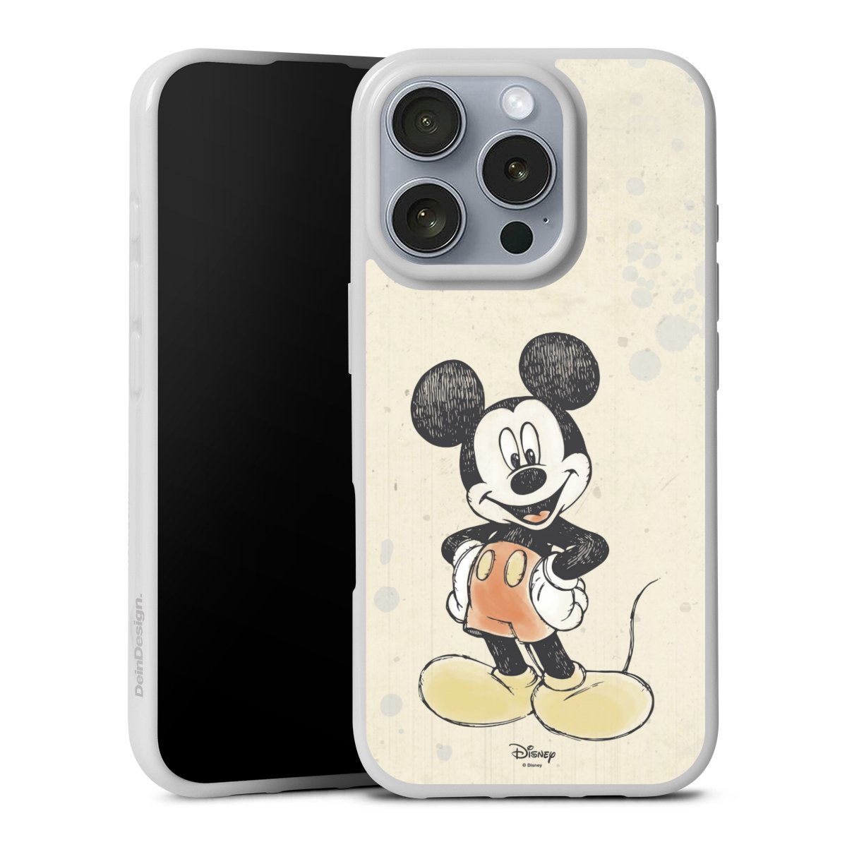 iPhone 16 Pro Handy Silikon Hülle Case weiß Handyhülle Water Colour Mickey & Minnie Mouse Official Licensed Product Silikon Case