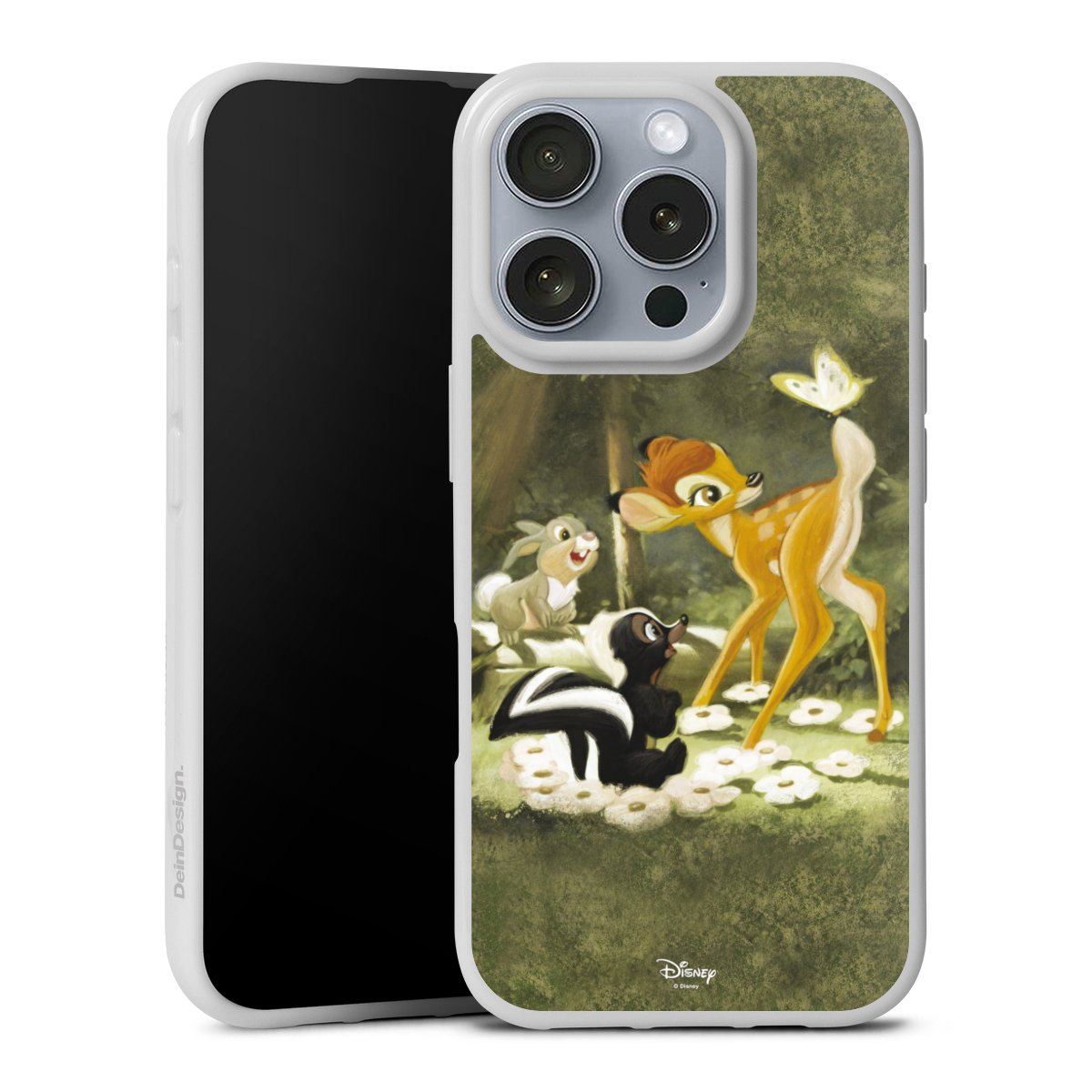 iPhone 16 Pro Handy Silikon Hülle Case weiß Handyhülle Disney Official Licensed Product Bambi Silikon Case